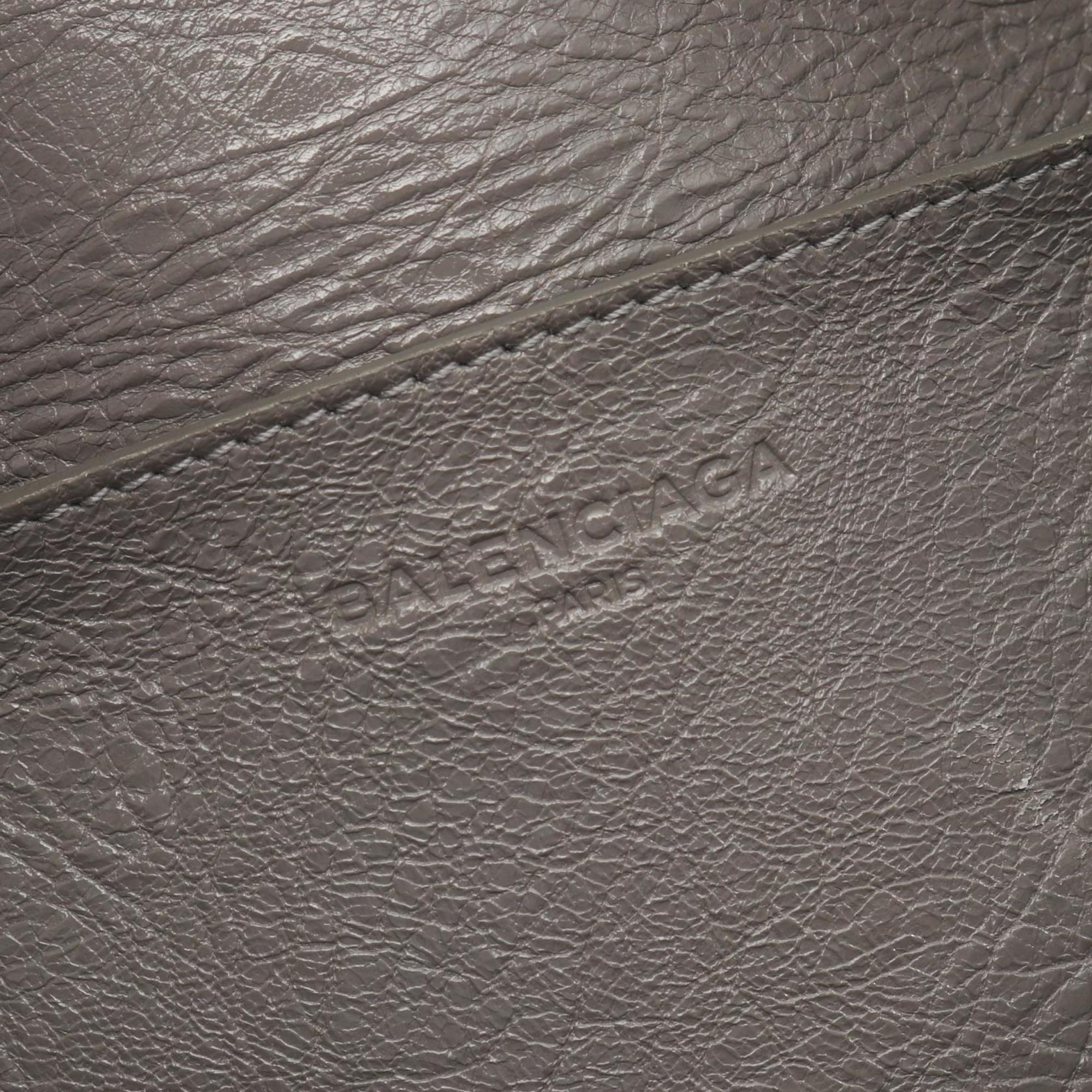 Balenciaga Gray Leather Boston Bag Handbag (Pre-Owned)