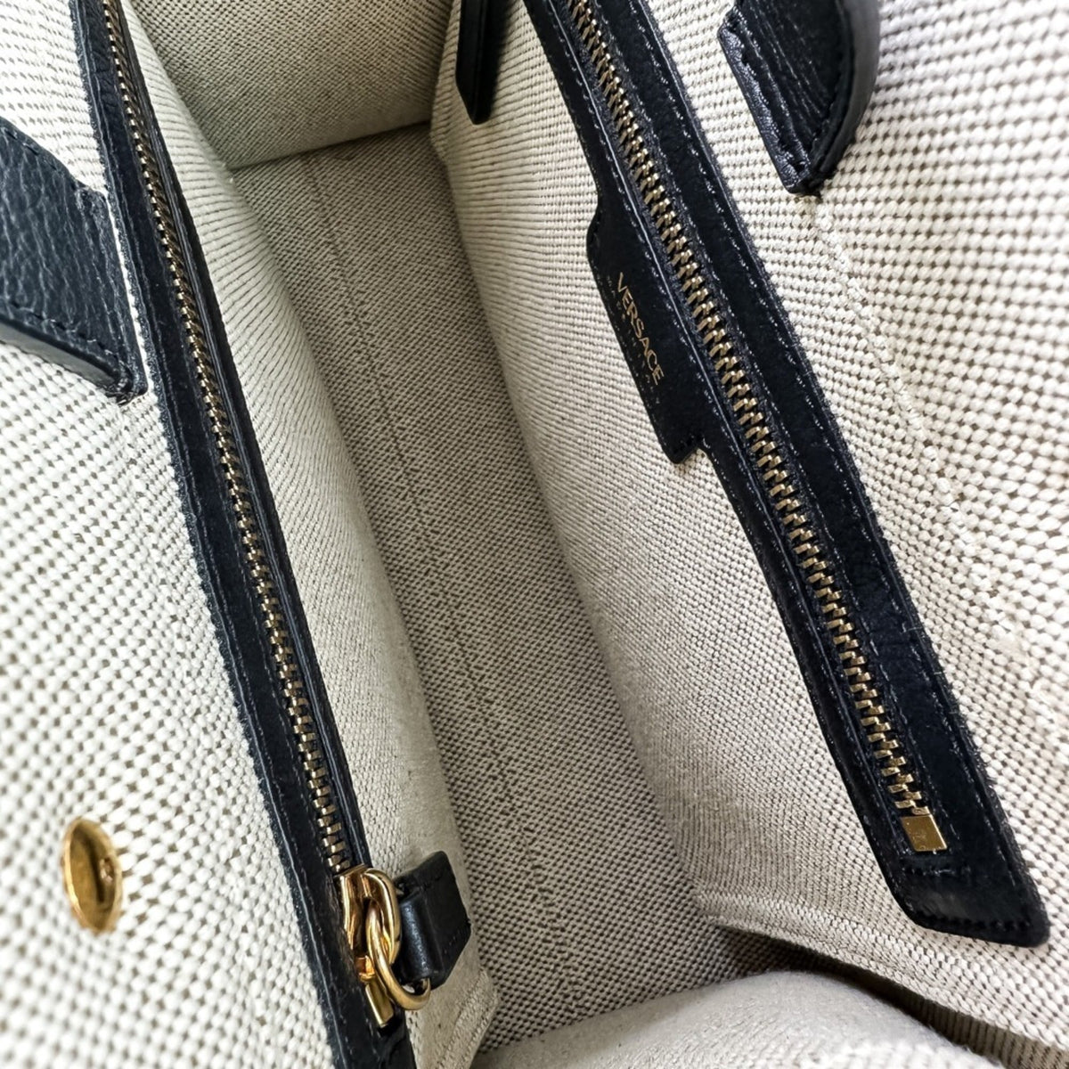 Versace Black Cotton Handbag Tote Bag (Pre-Owned)