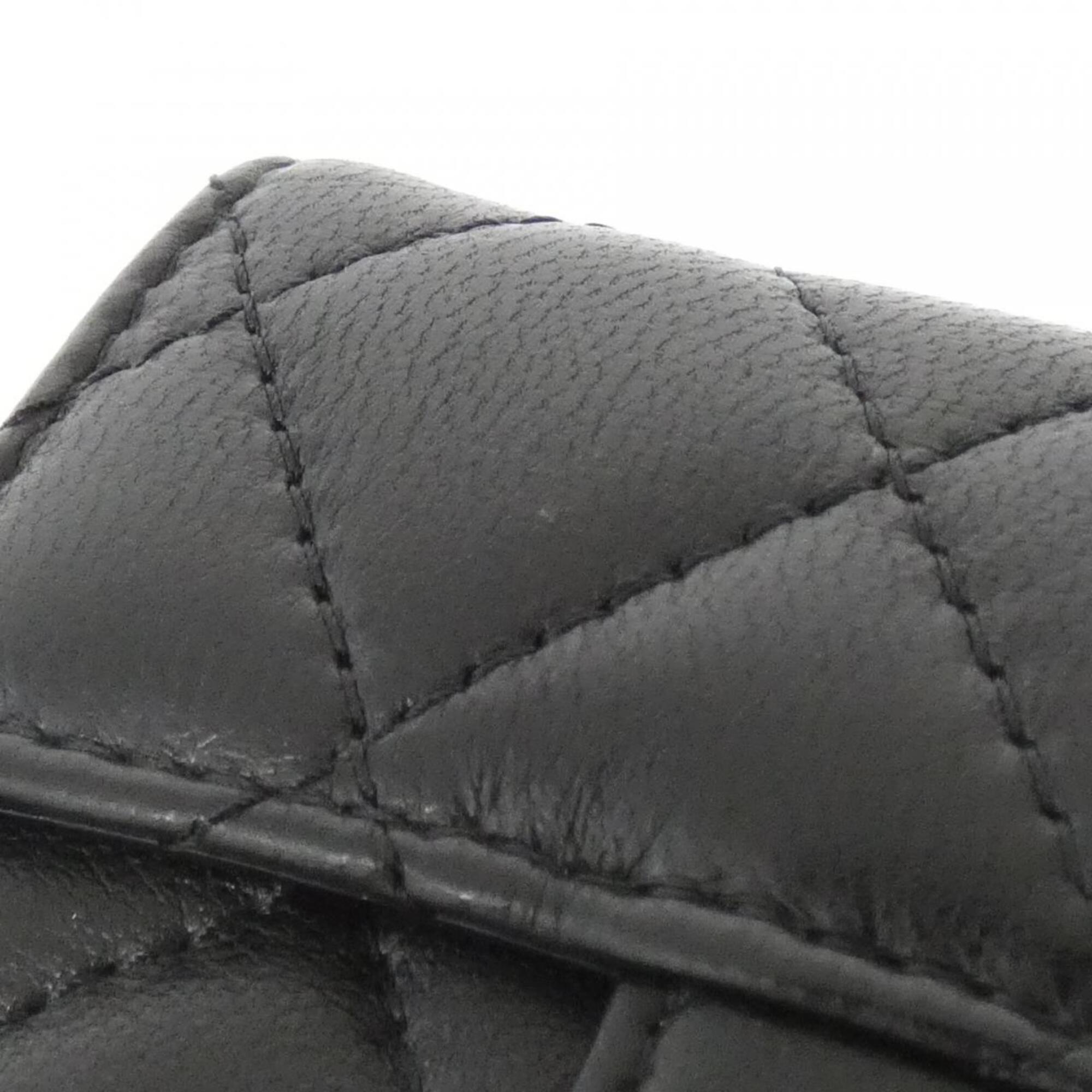 Chanel Black Bordeaux Leather Wallet (Tri-Fold) (Pre-Owned)
