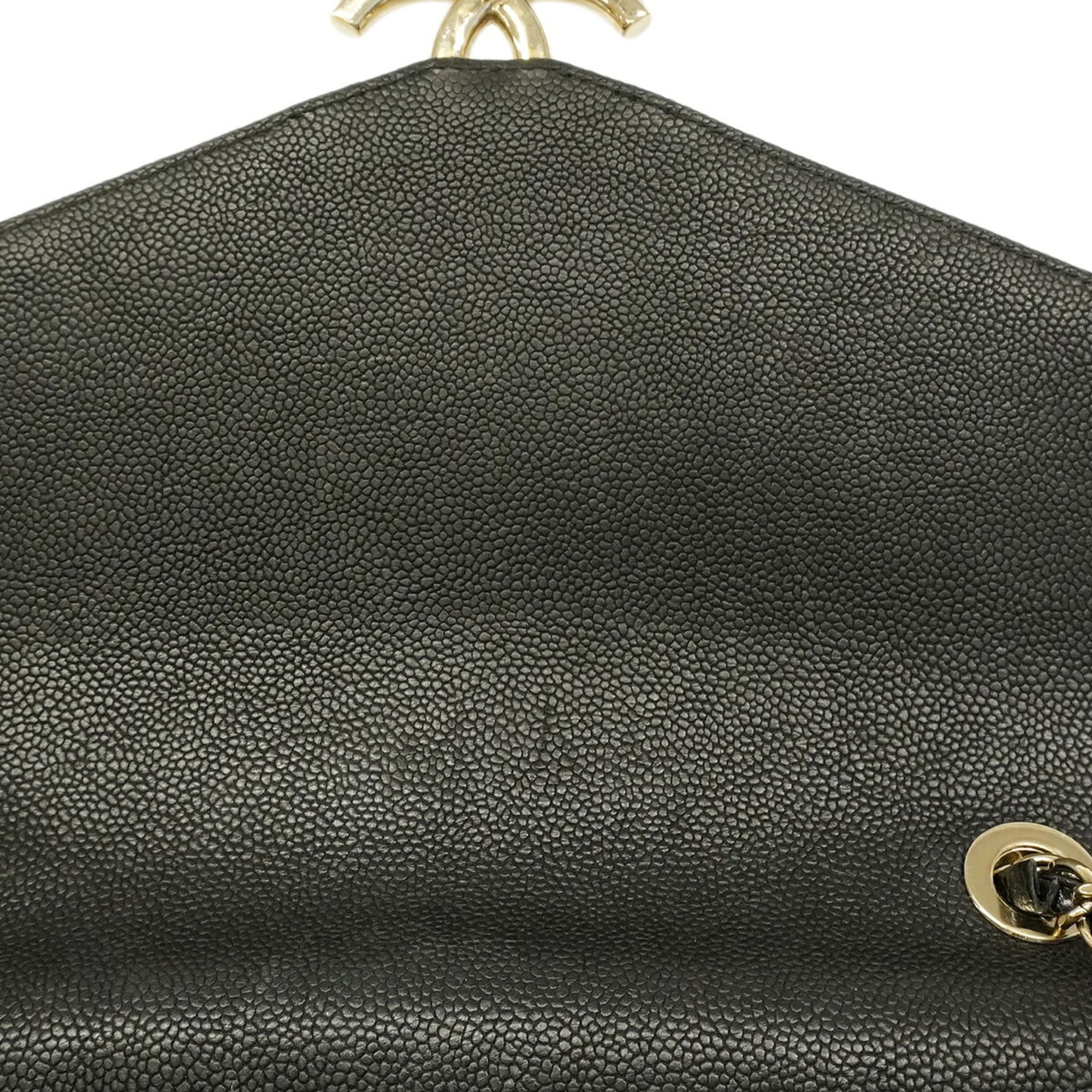 Chanel Black Grained Calfskin Handbag (Pre-Owned)