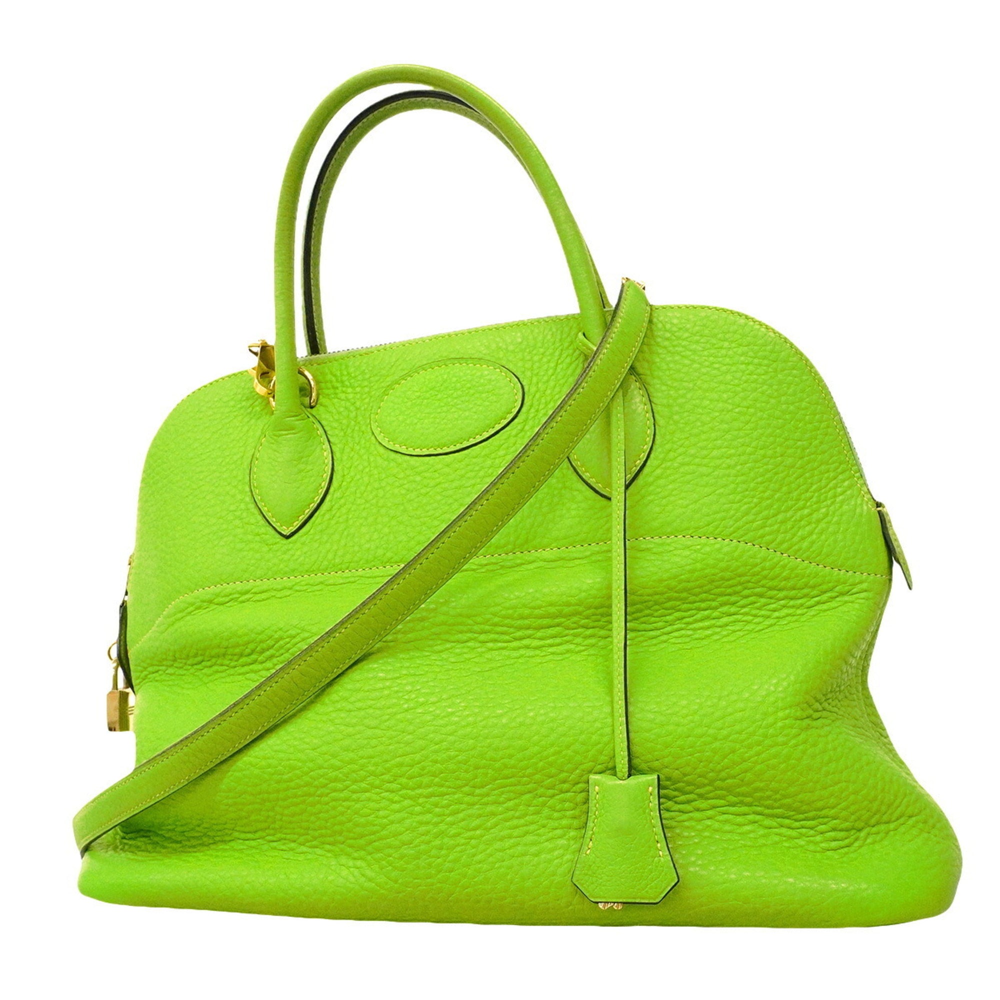 Hermes Apple Green Taurillon Clemence Leather Handbag (Pre-Owned)