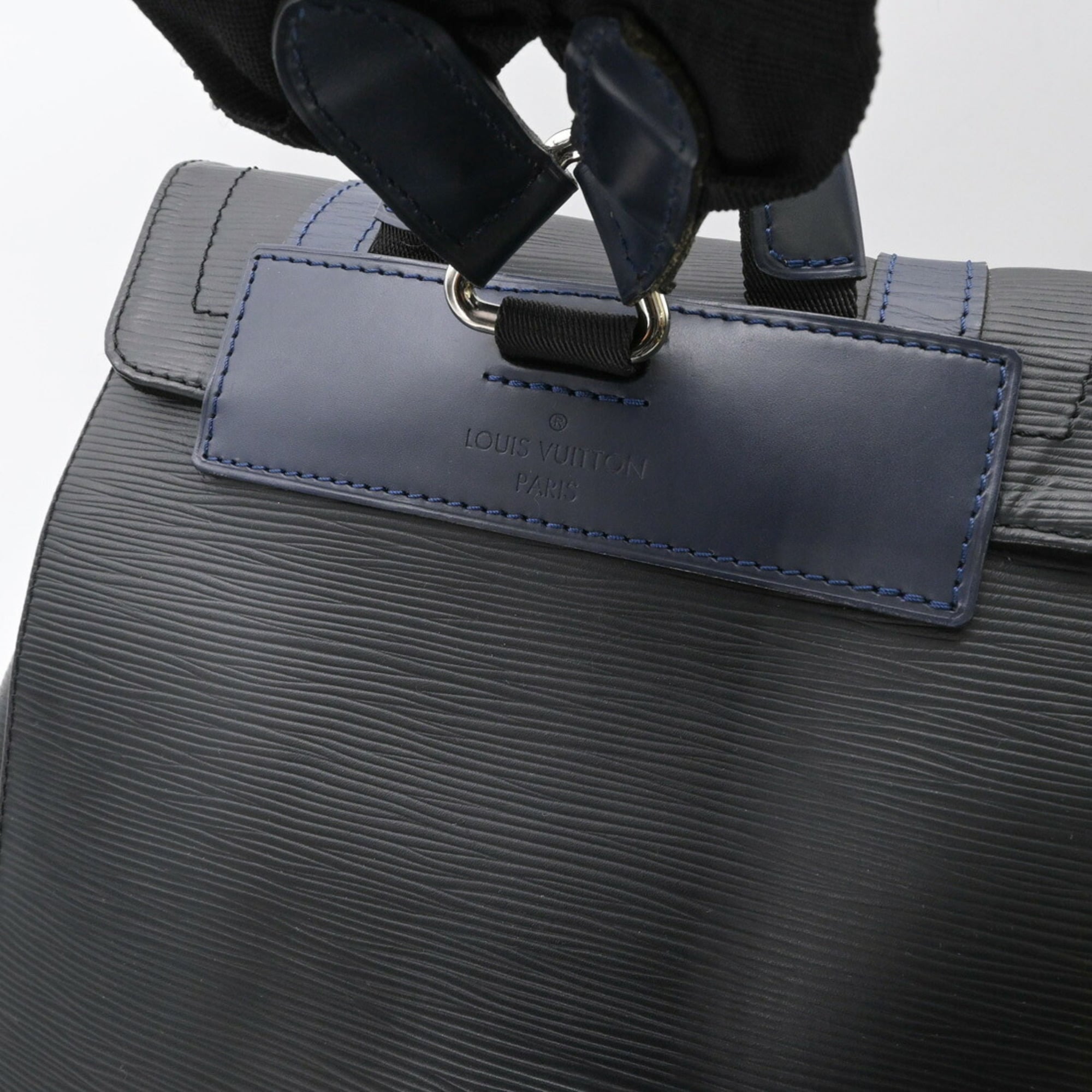 Louis Vuitton Black Blue Gray Monogram Eclipse Monogram Eclipse Epi Leather Backpack (Pre-Owned)