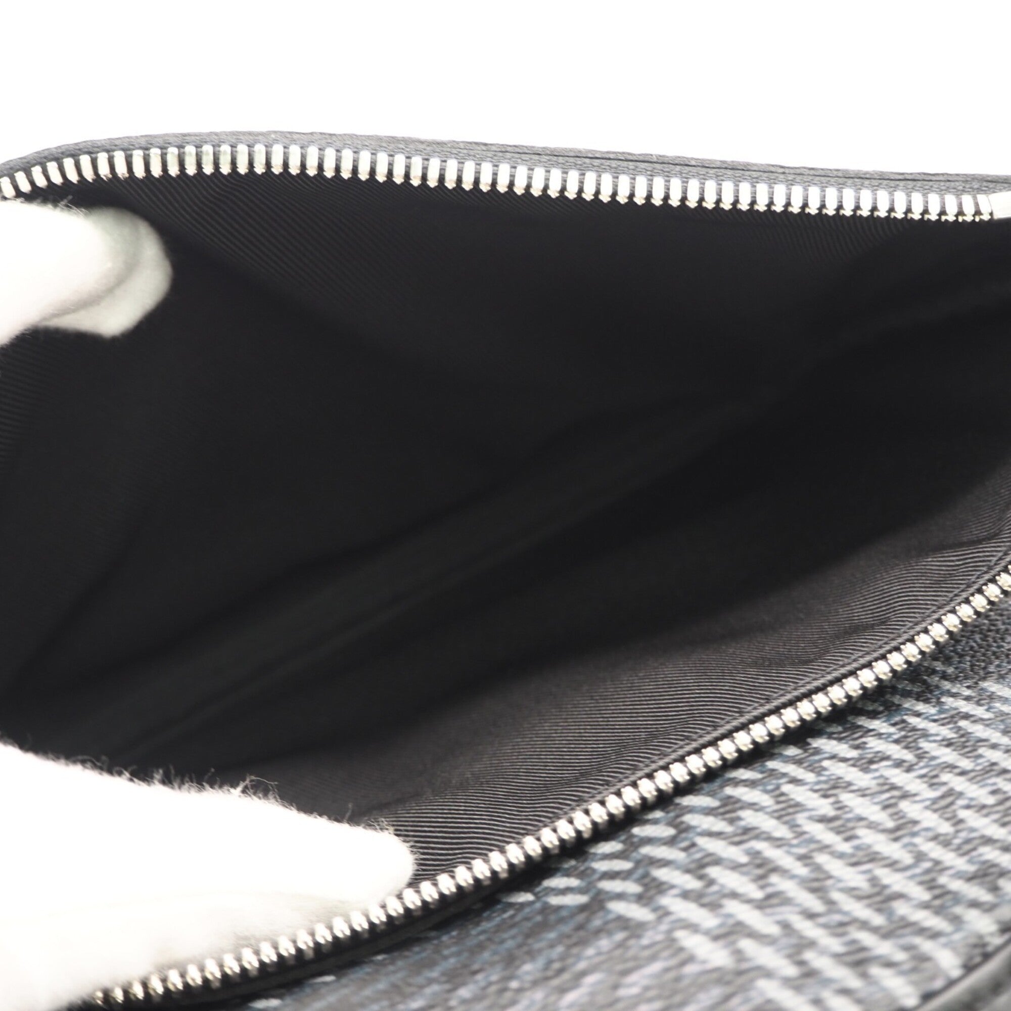 Louis Vuitton Black Gray Coated Canvas Leather Shoulder Bag (Pre-Owned)
