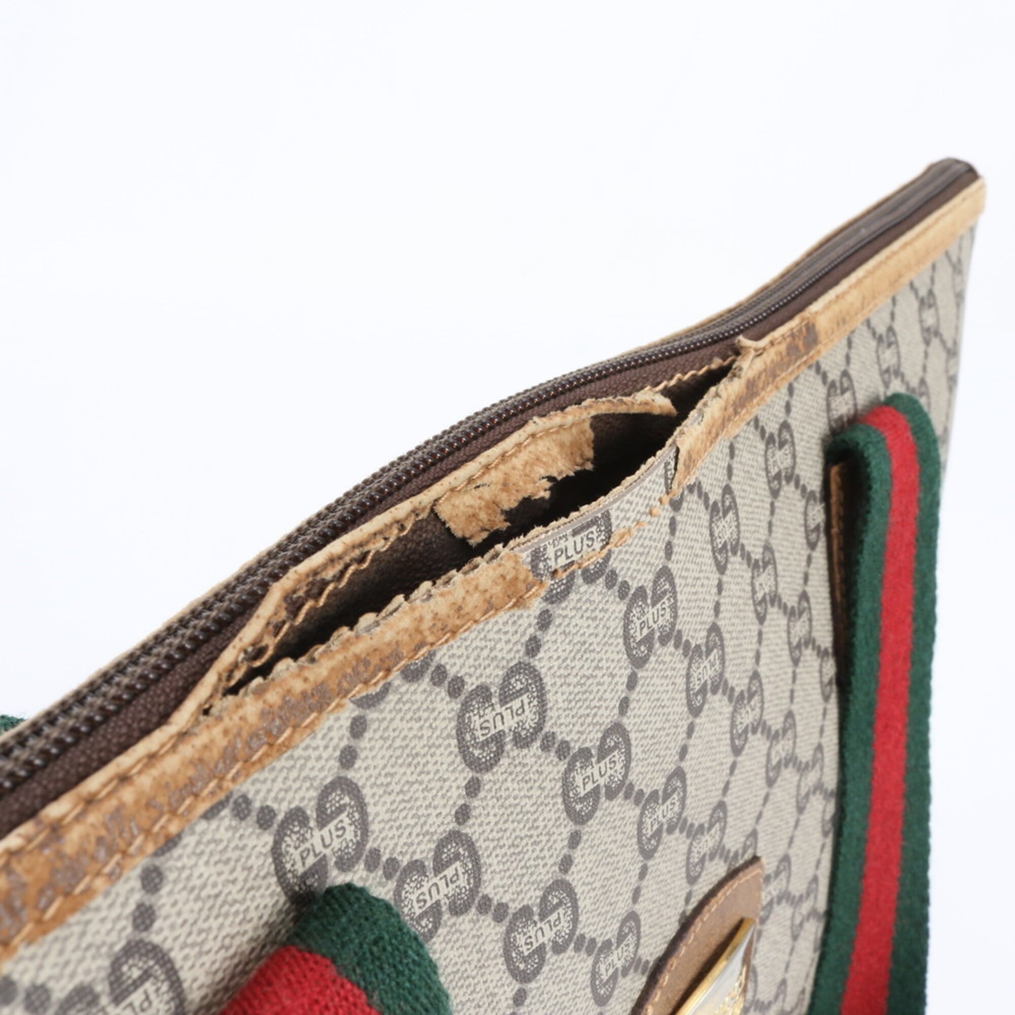 Gucci Sherry Line Beige Brown Leather Coated Canvas Handbag Tote Bag (Pre-Owned)