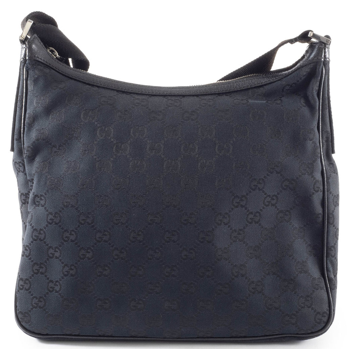 Gucci Black Gg Canvas Leather Shoulder Bag (Pre-Owned)
