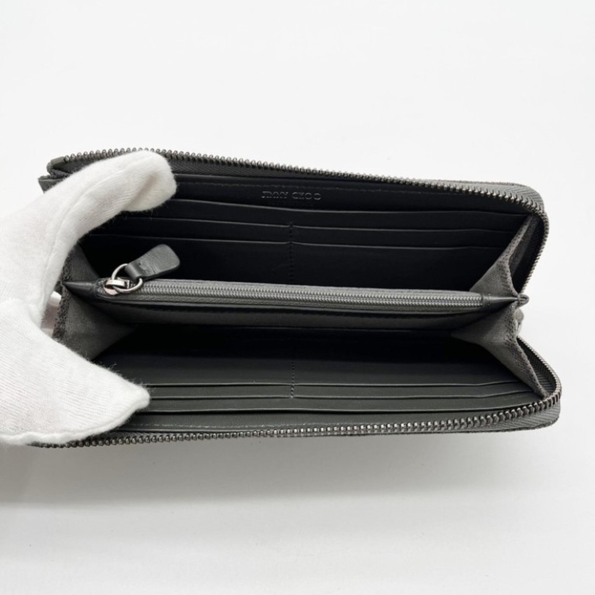 Jimmy Choo Khaki Leather Long Wallet (Bi-Fold) (Pre-Owned)