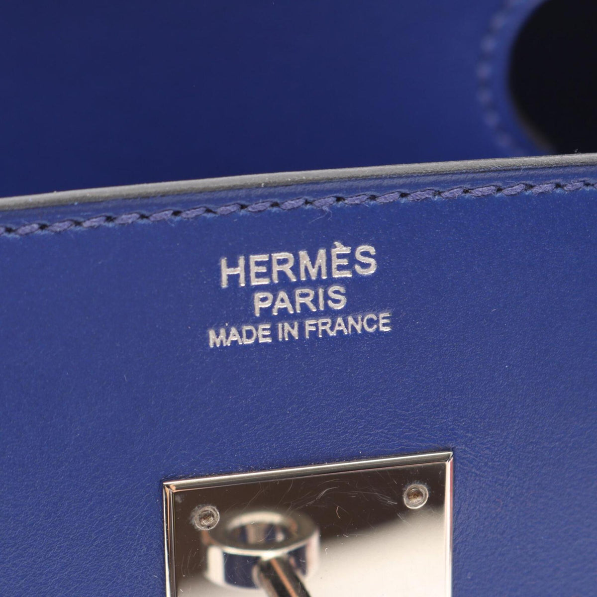 Hermes Blue Leather Tadelakt Leather Handbag (Pre-Owned)