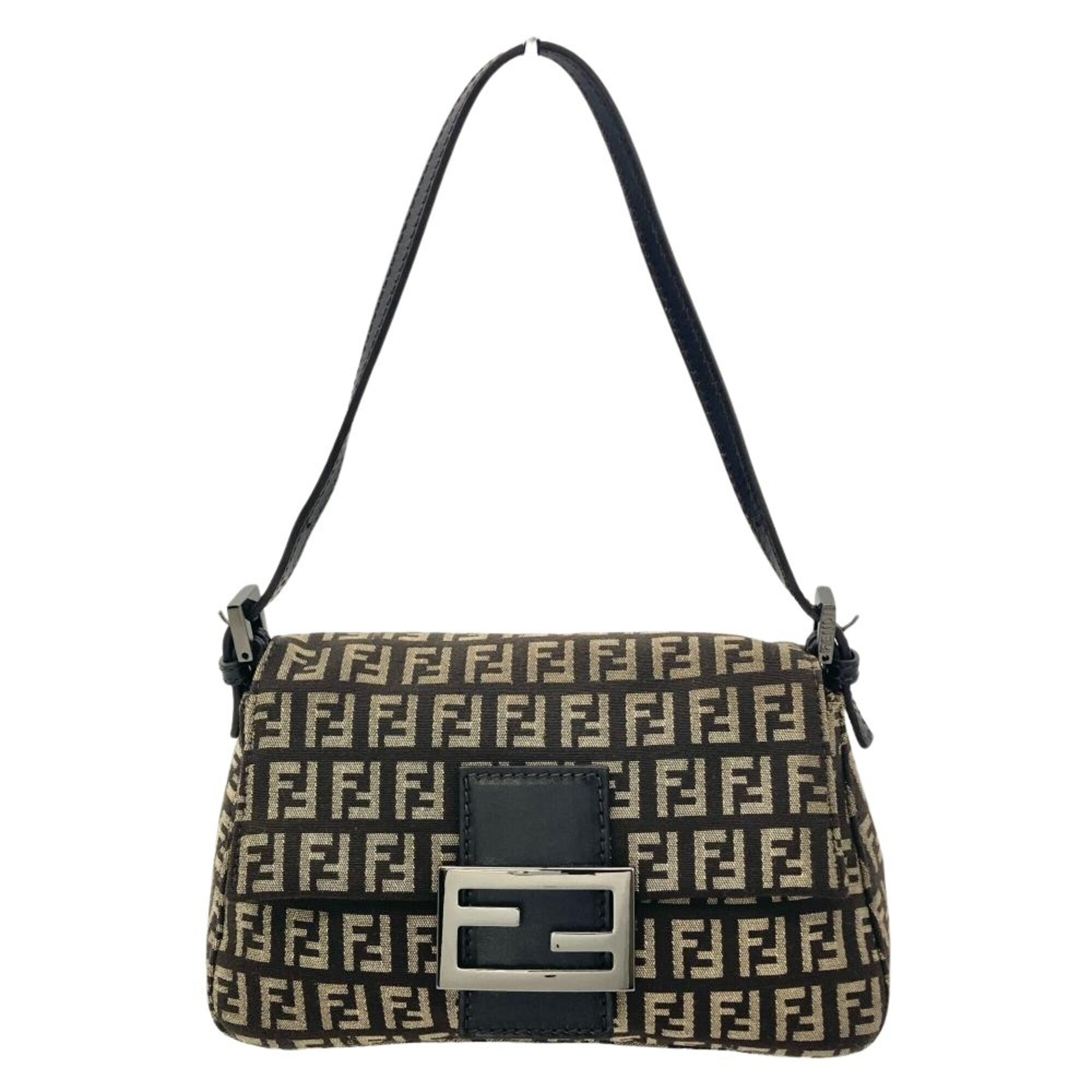 Fendi Brown Jacquard Leather Shoulder Bag (Pre-Owned)