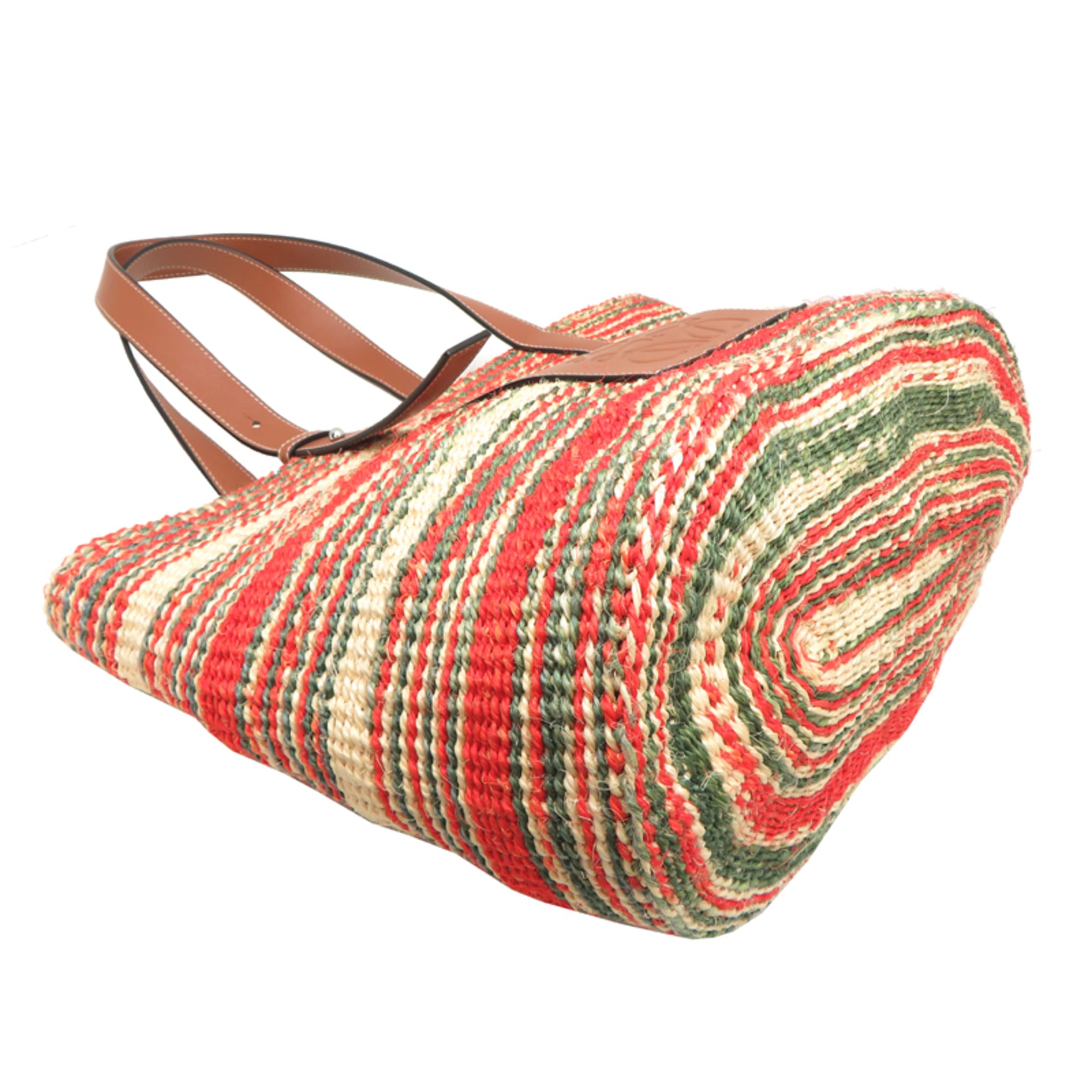 Loewe Brown Green Orange Hemp Basket Shoulder Bag (Pre-Owned)