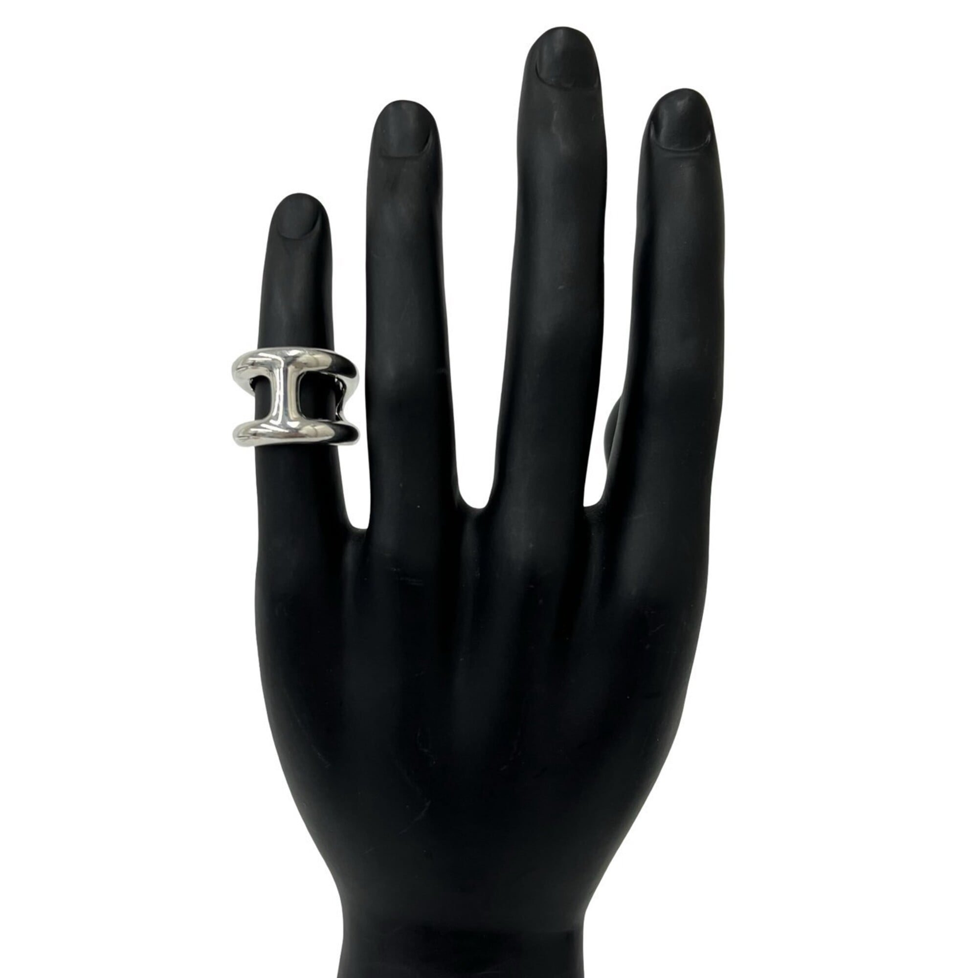 Hermes Silver Silver 925 Band Ring (Pre-Owned)