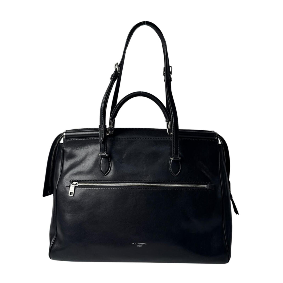 Dolce & Gabbana Black Leather Shoulder Bag Tote Bag (Pre-Owned)