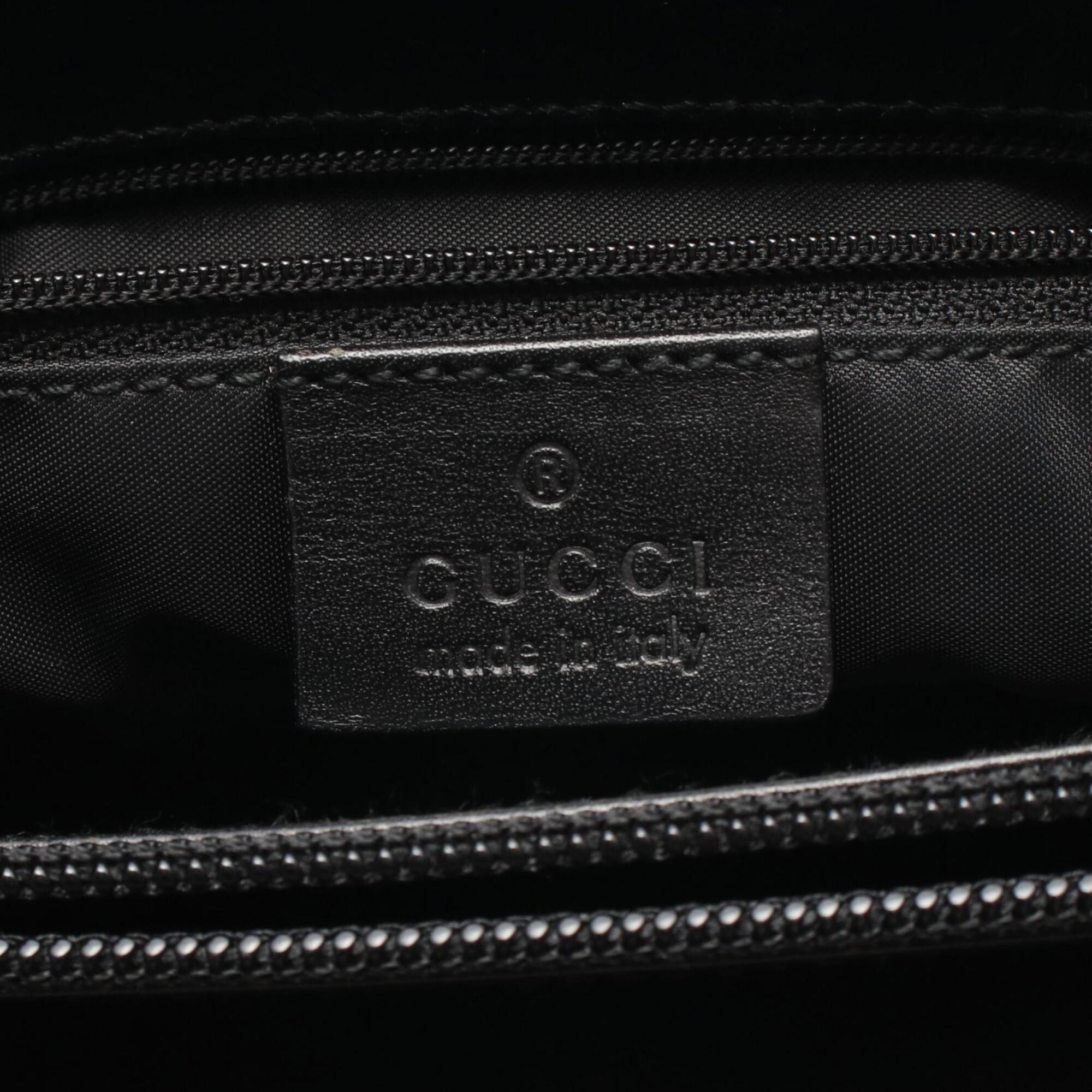 Gucci Black Leather Nylon Canvas Handbag Tote Bag (Pre-Owned)