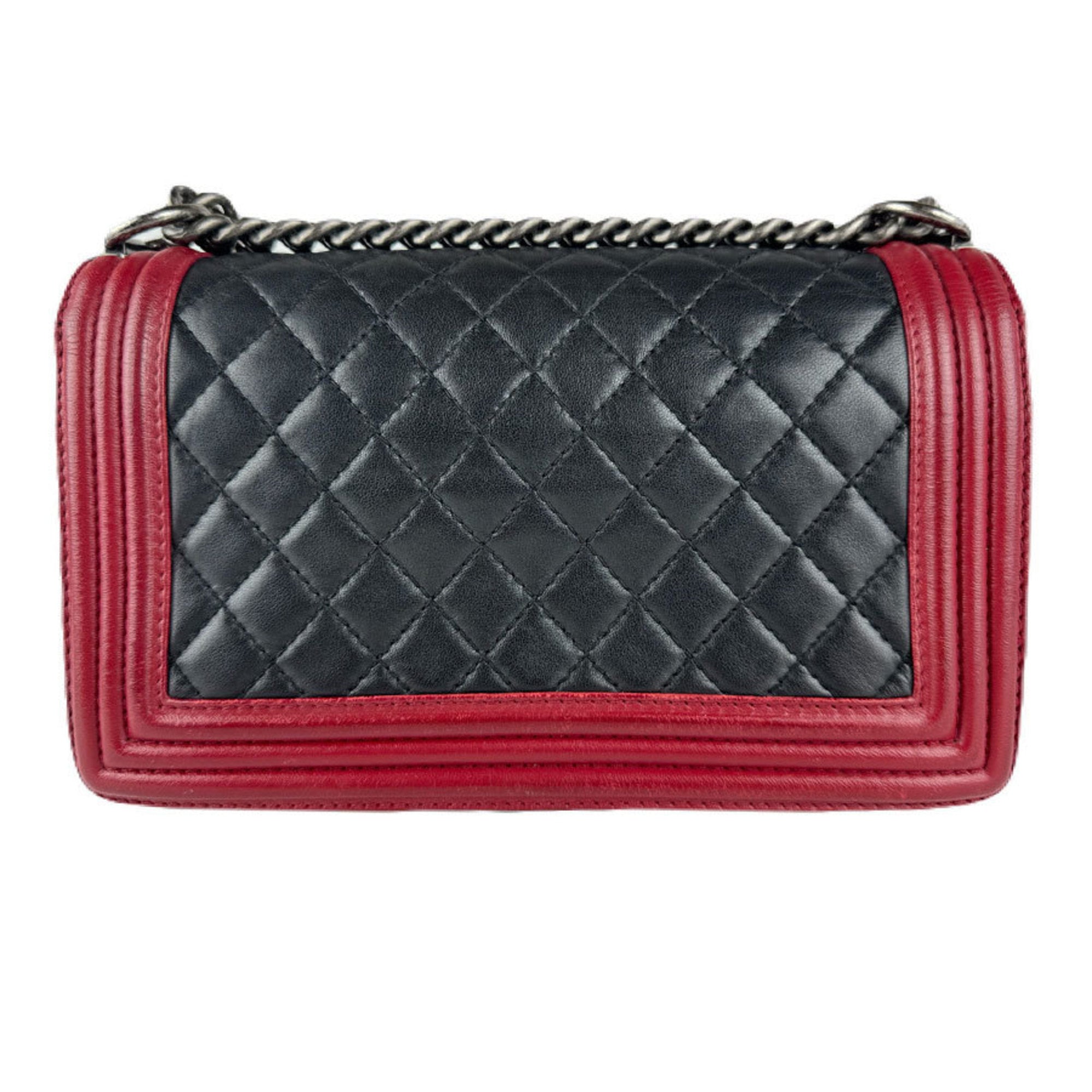 Chanel Black Red Color Leather Shoulder Bag (Pre-Owned)