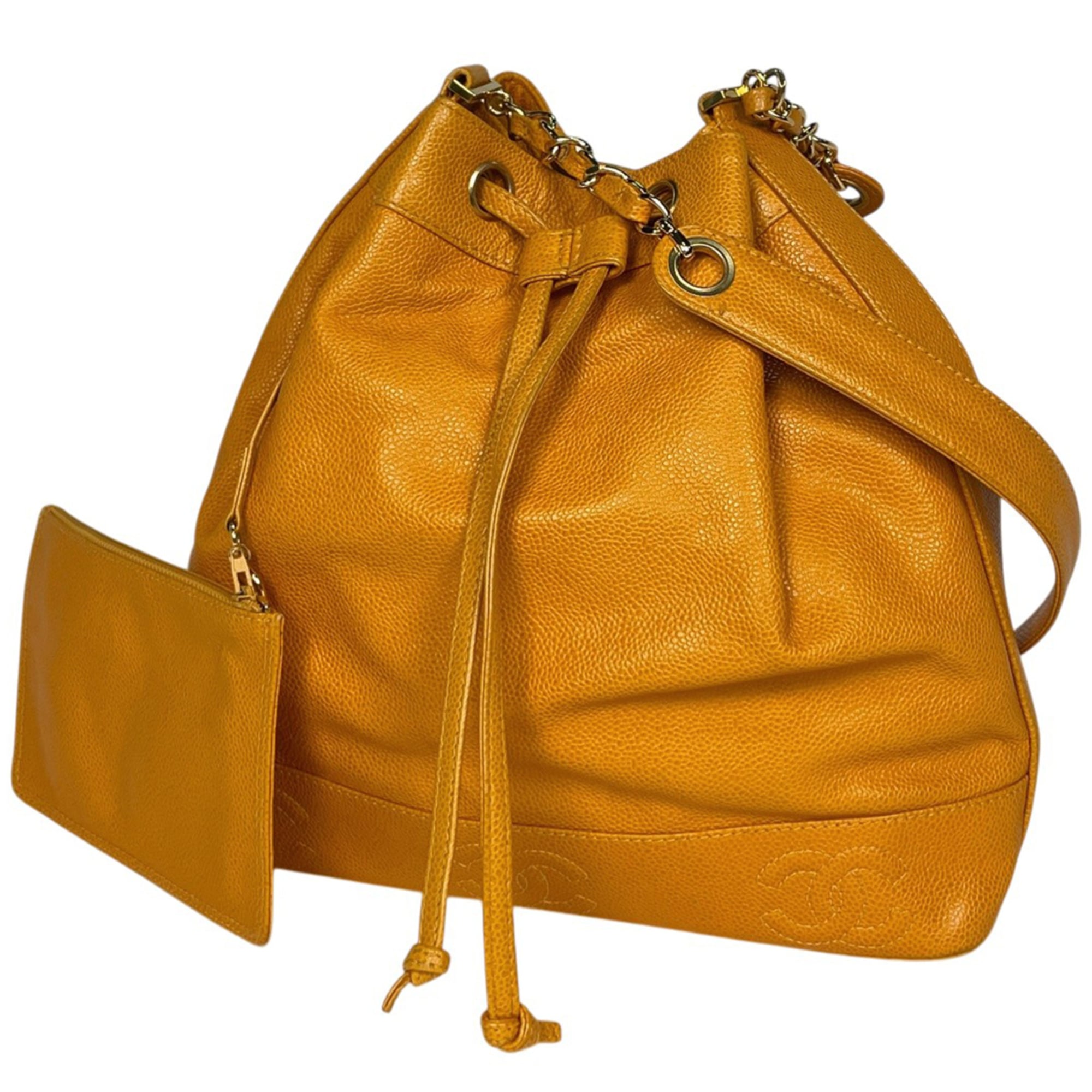Chanel Yellow Grained Calfskin Shoulder Bag (Pre-Owned)