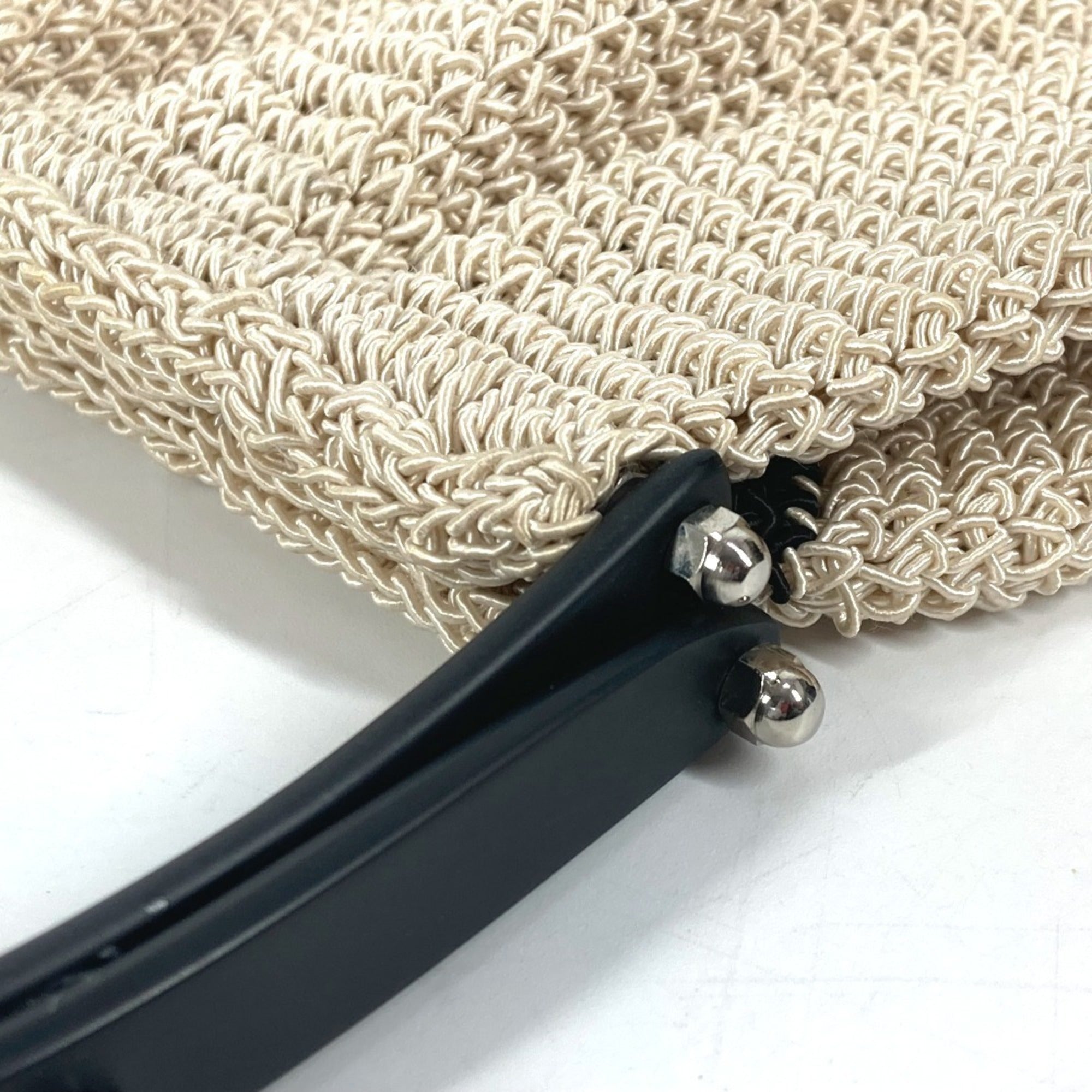 Chanel Beige Black Mesh Handbag (Pre-Owned)