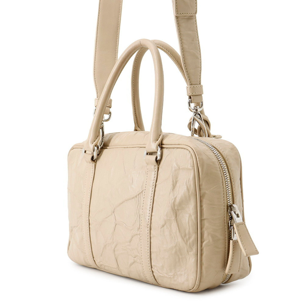 Prada Beige Leather Handbag Shoulder Bag (Pre-Owned)