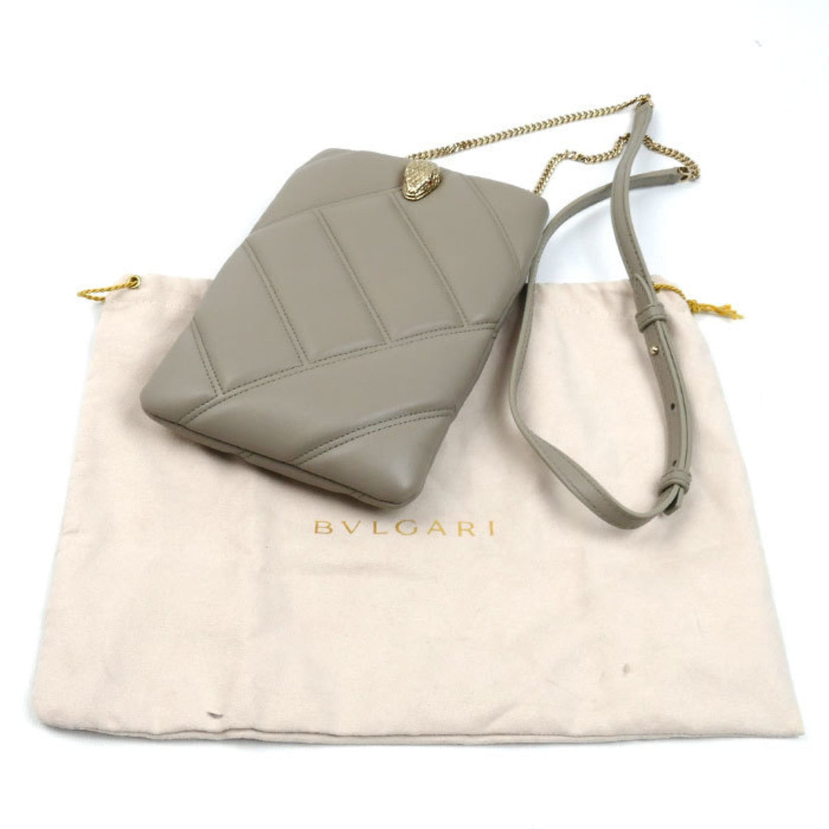 Bvlgari Gray Leather Shoulder Bag (Pre-Owned)