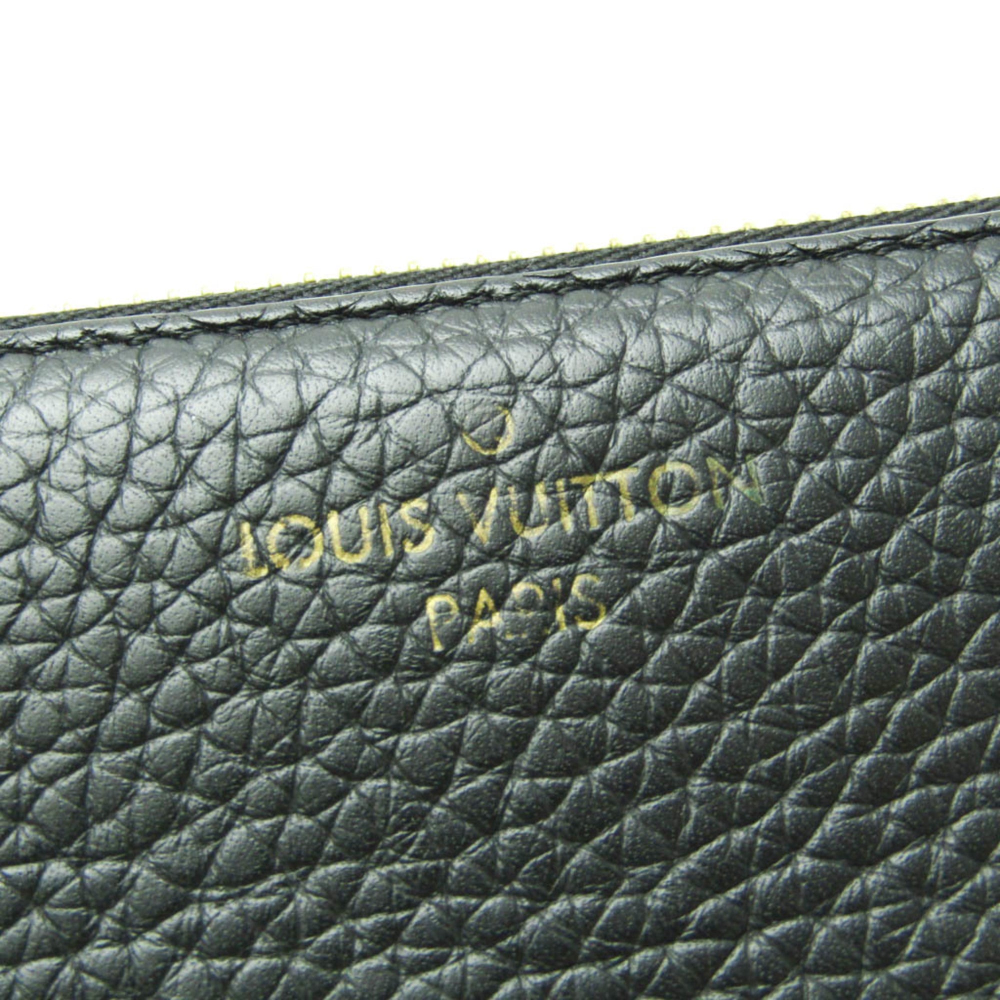 Louis Vuitton Taurillon Noir Leather Long Wallet (Bi-Fold) (Pre-Owned)
