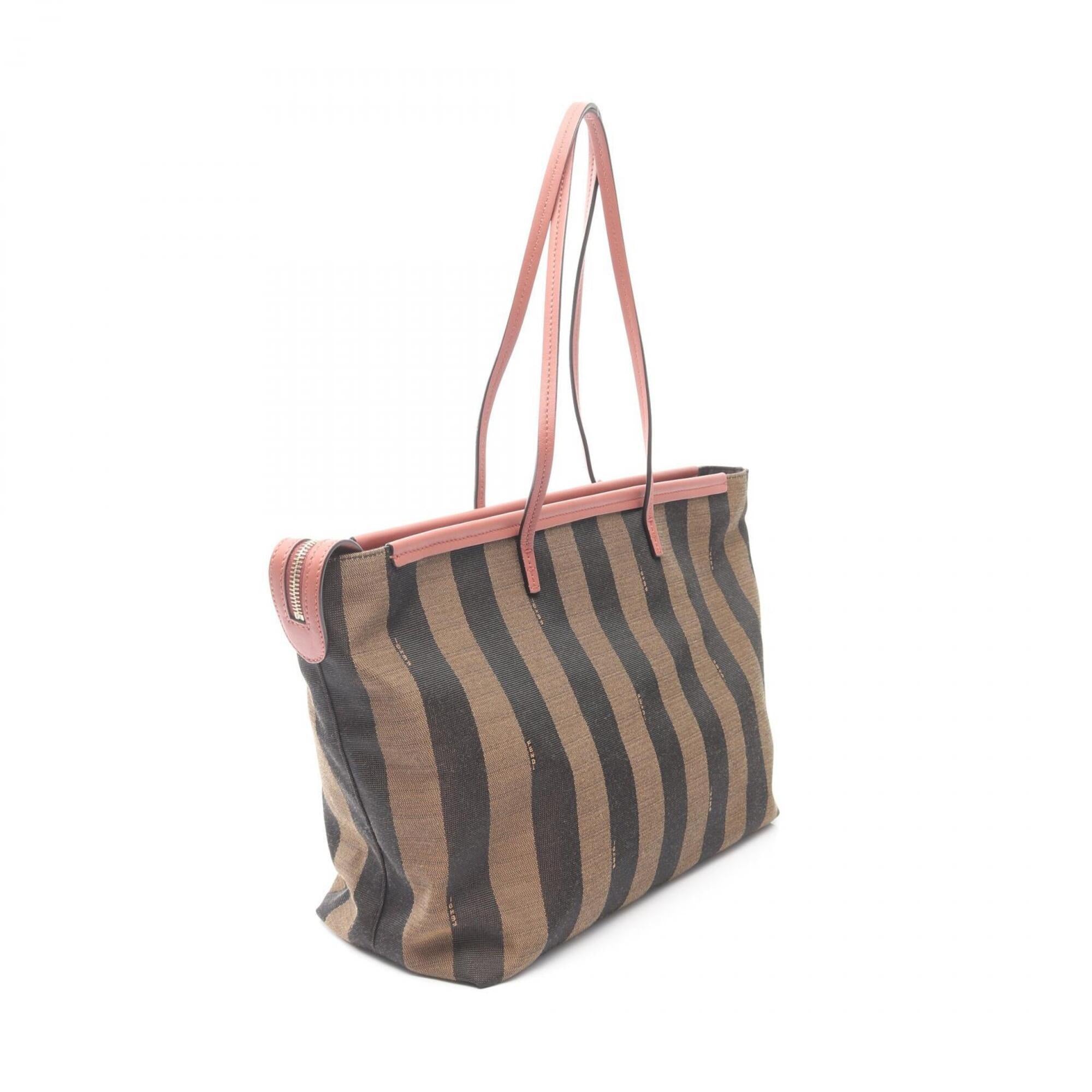 Fendi Brown Canvas Leather Handbag Tote Bag (Pre-Owned)