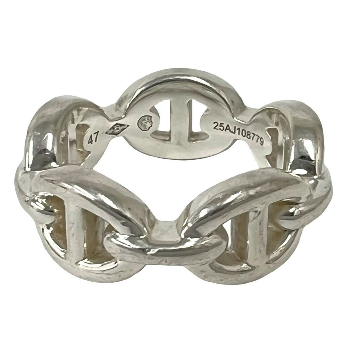 Hermes Silver Silver 925 Band Ring (Pre-Owned)