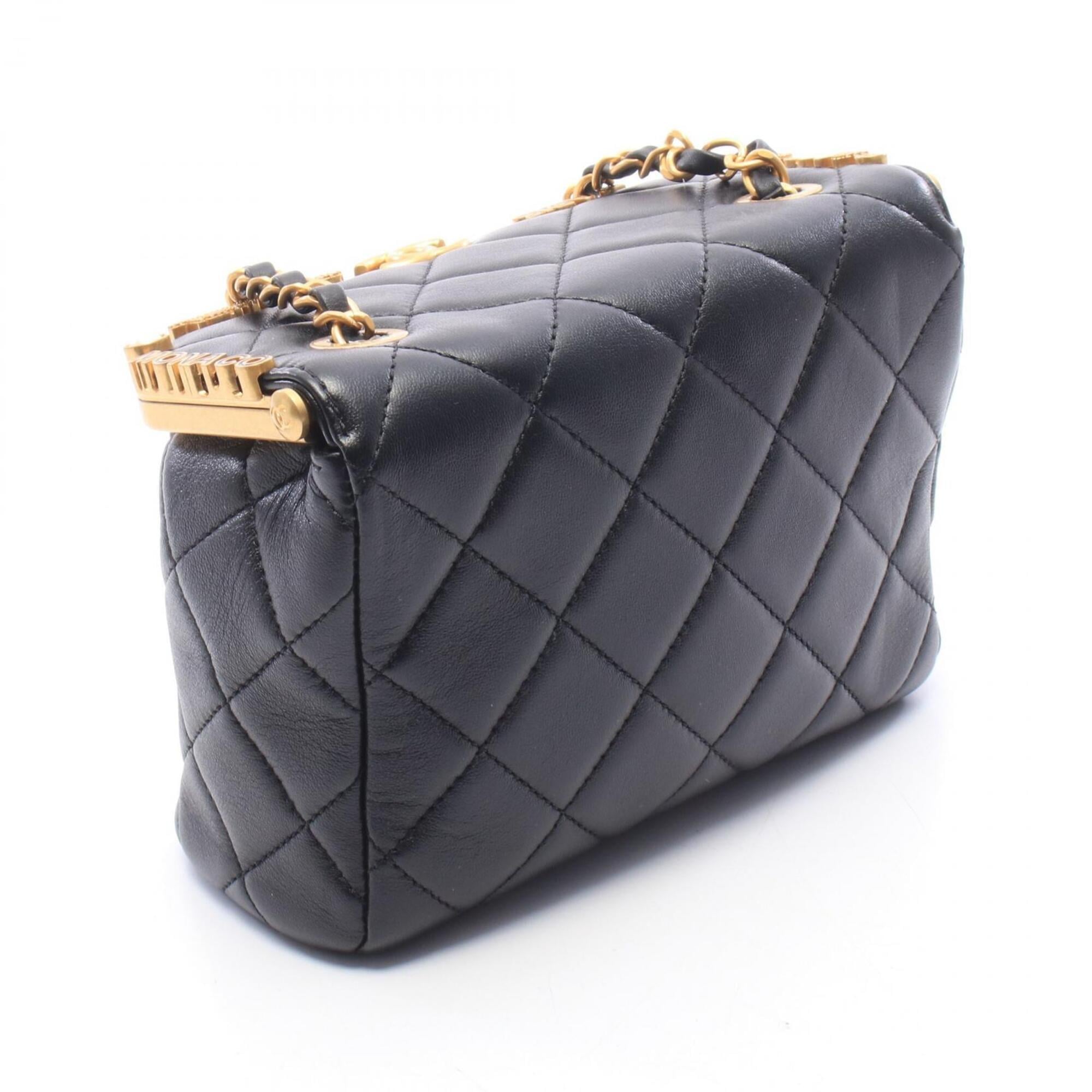 Chanel Black Leather Handbag Shoulder Bag (Pre-Owned)