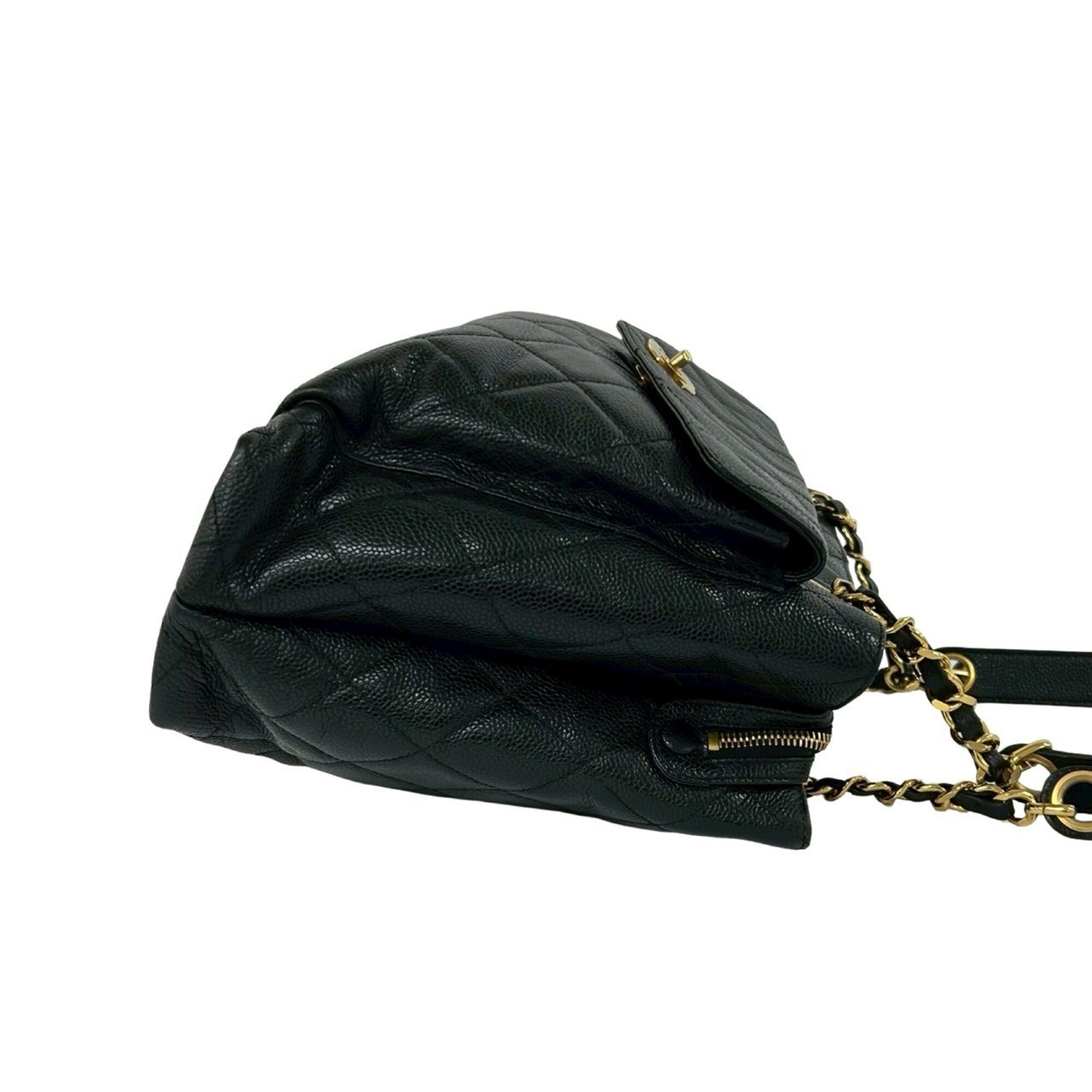Chanel Black Grained Calfskin Shoulder Bag Tote Bag (Pre-Owned)
