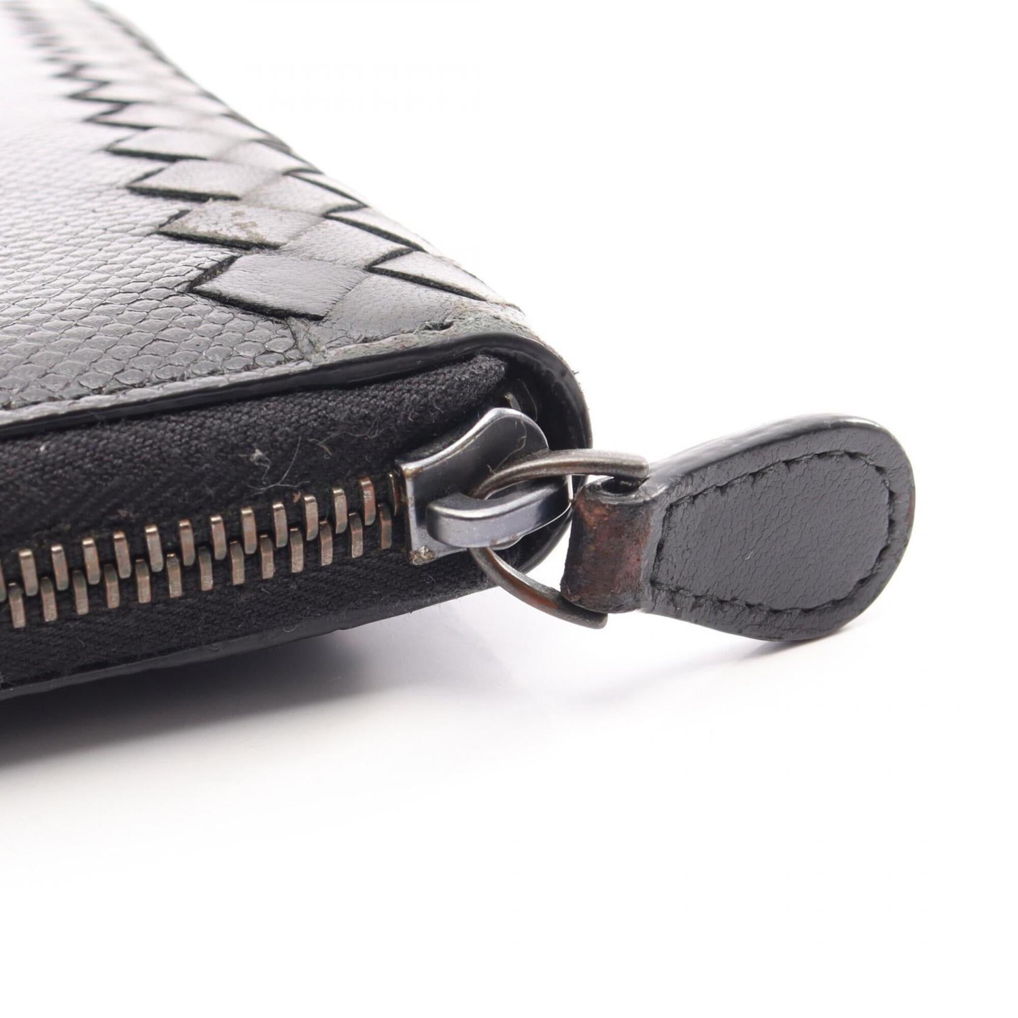 Bottega Veneta Black Leather Long Wallet (Bi-Fold) (Pre-Owned)