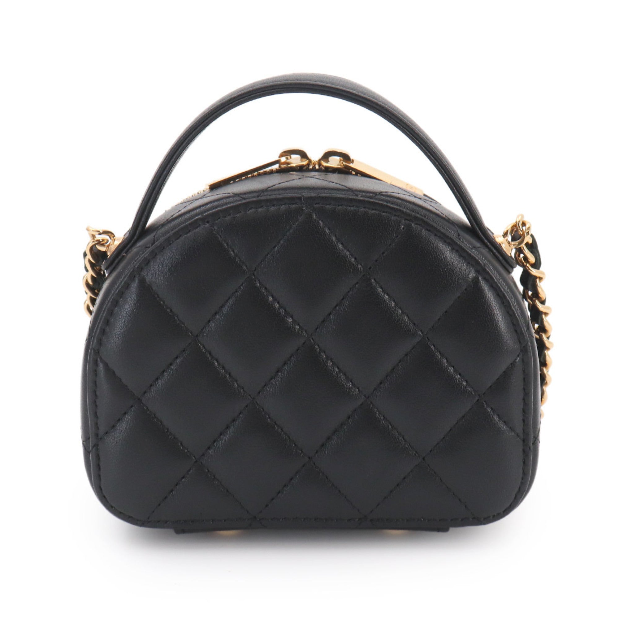 Chanel Black Leather Handbag Shoulder Bag (Pre-Owned)