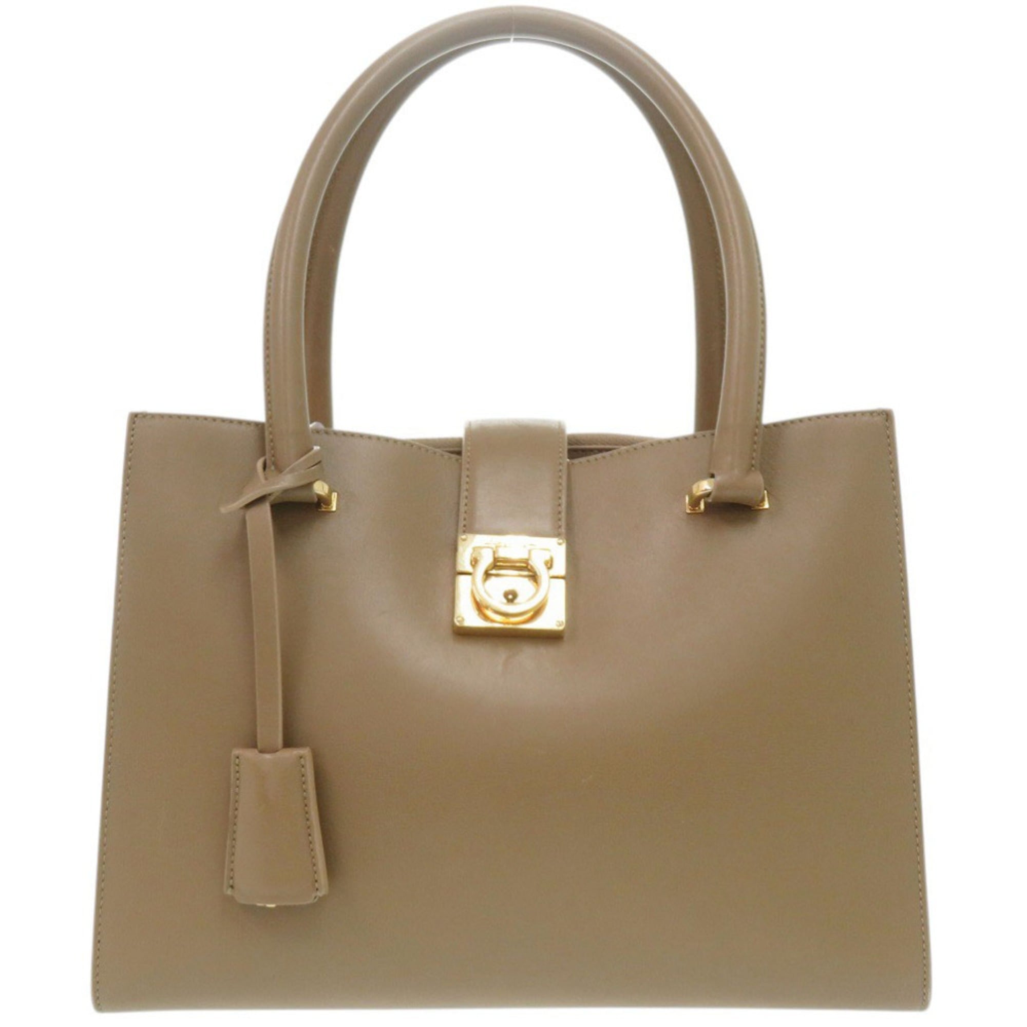 Salvatore Ferragamo Brown Red Color Leather Handbag (Pre-Owned)