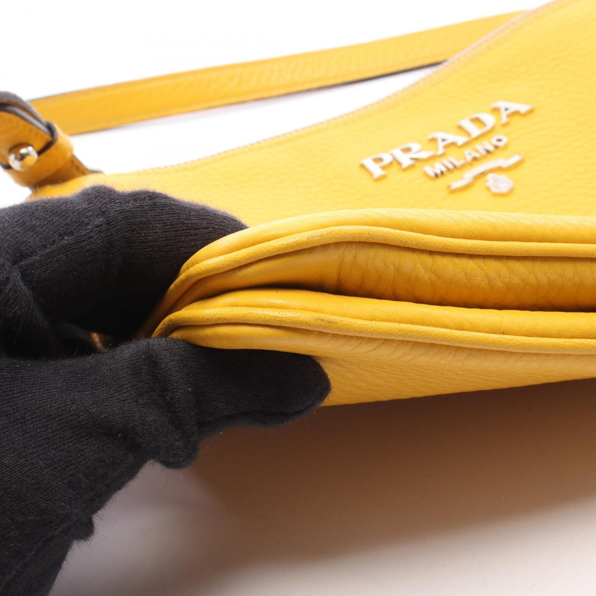 Prada Yellow Leather Handbag Shoulder Bag (Pre-Owned)