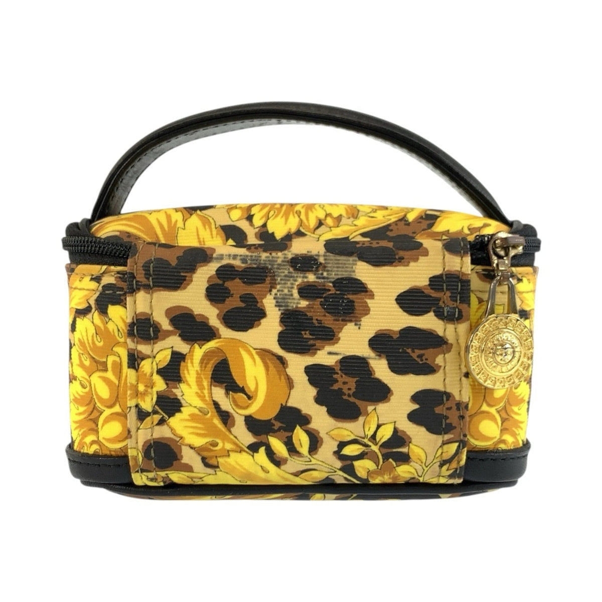 Versace Black Yellow Pvc Handbag Pouch Vanity Bag (Pre-Owned)