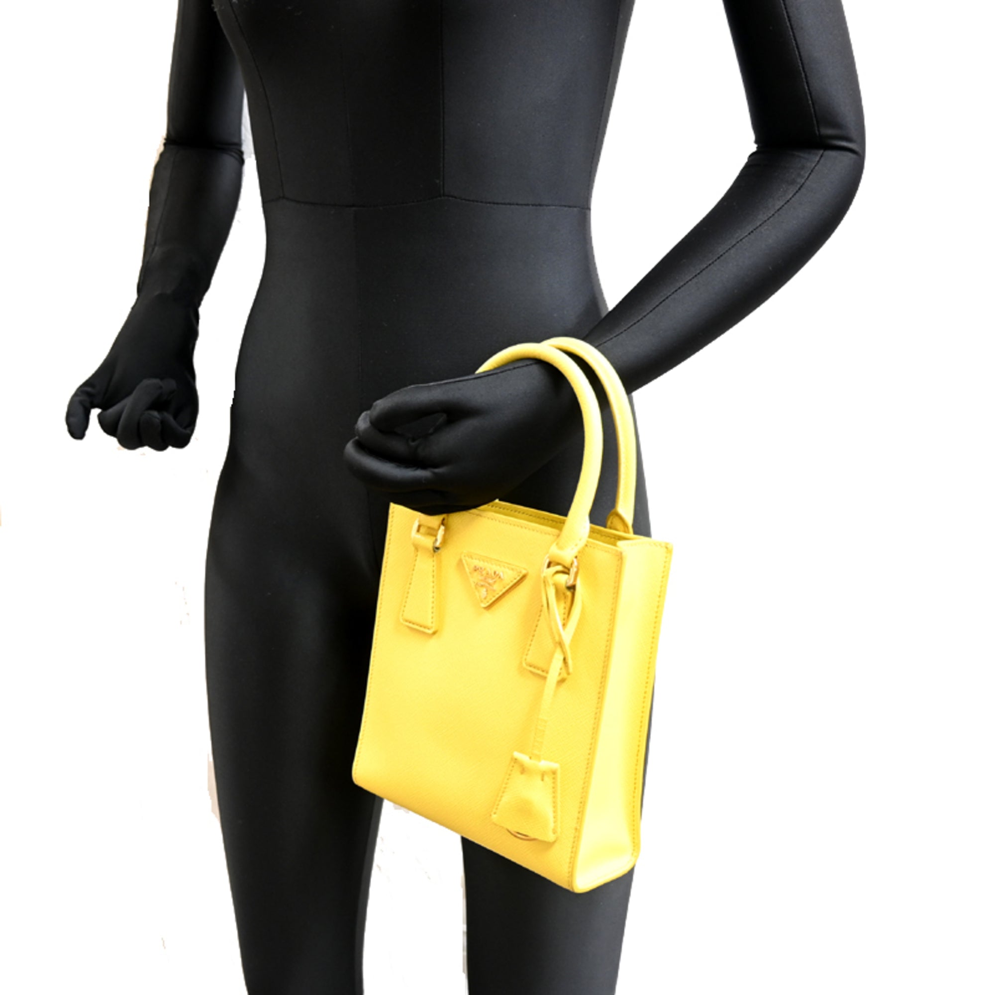 Prada Yellow Leather Handbag Shoulder Bag (Pre-Owned)