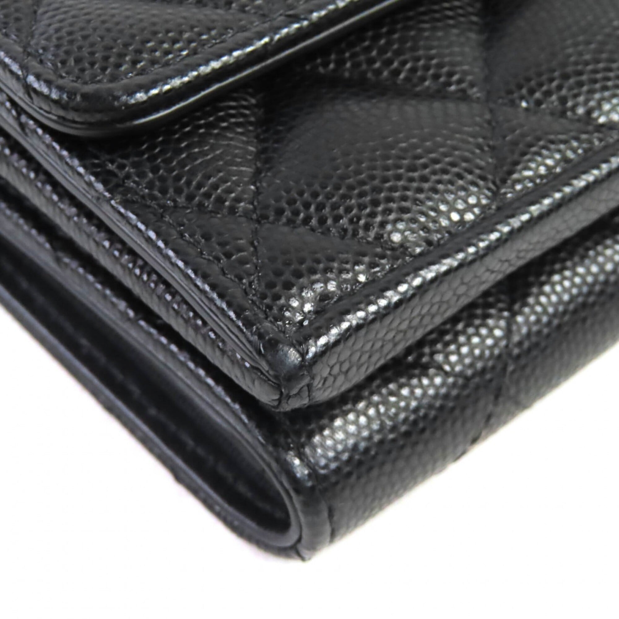 Chanel Matelasse Black Grained Calfskin Wallet (Tri-Fold) (Pre-Owned)