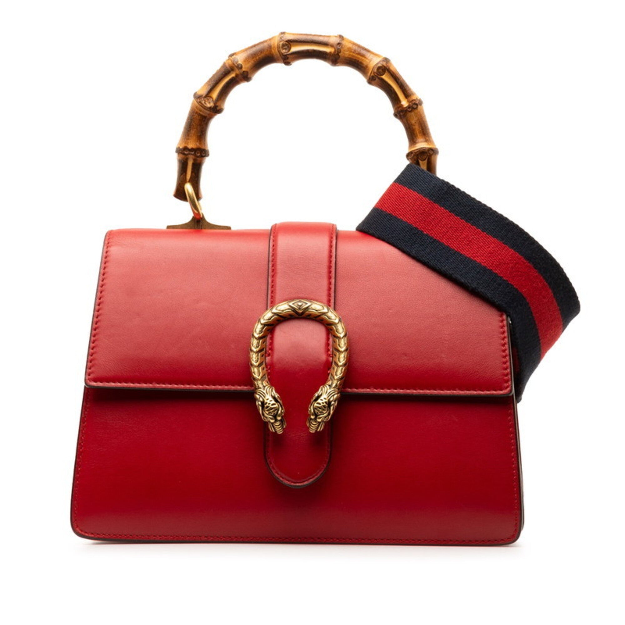 Gucci Red Color Leather Handbag Shoulder Bag (Pre-Owned)