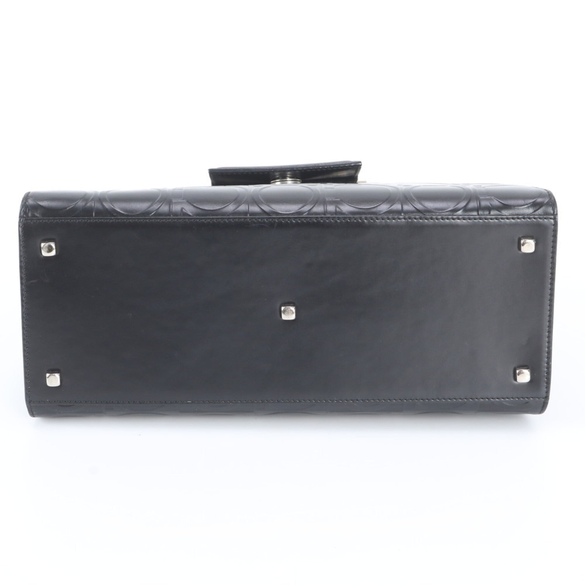 Salvatore Ferragamo Black Leather Handbag Tote Bag (Pre-Owned)