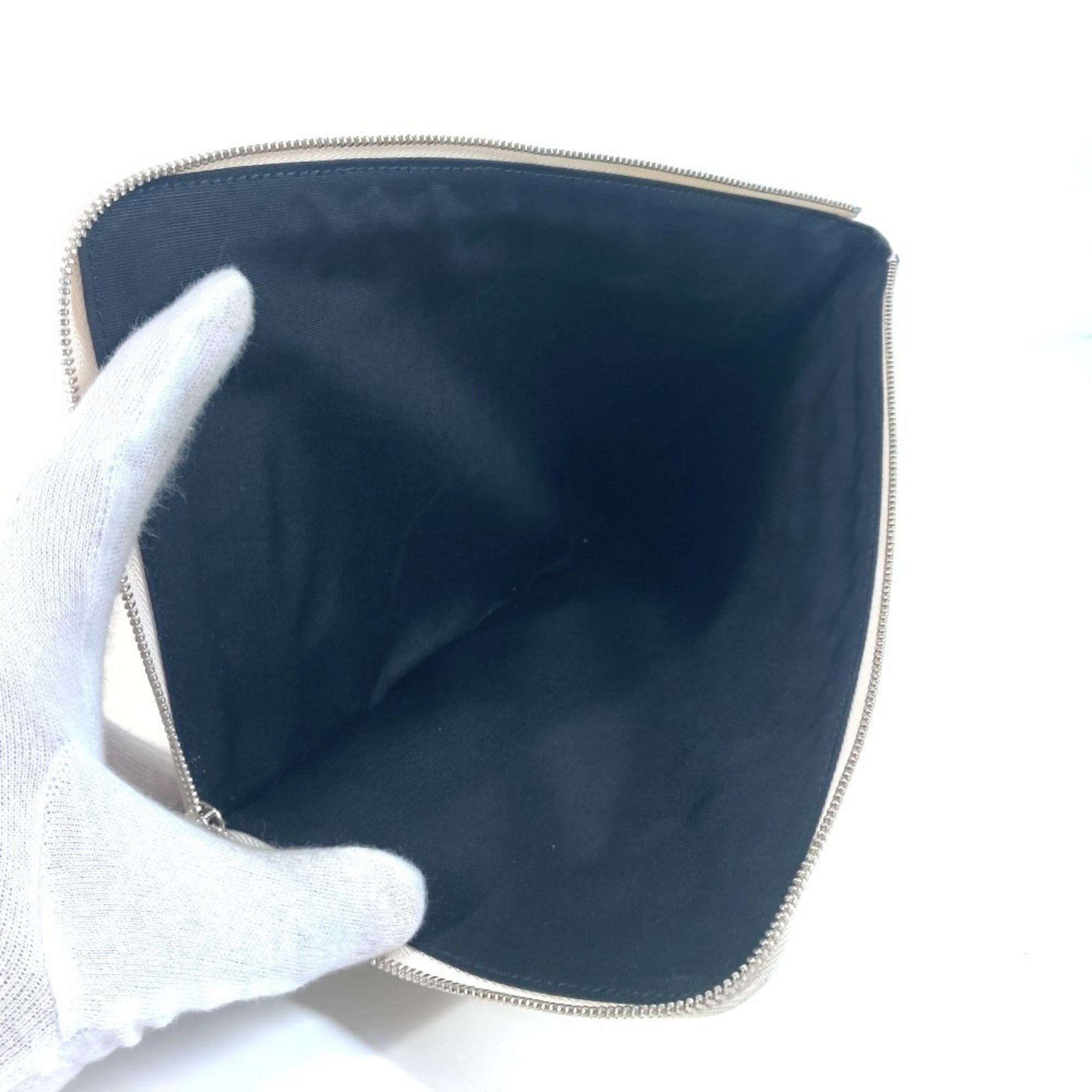 Bvlgari Black White Leather Clutch Bag Pouch (Pre-Owned)