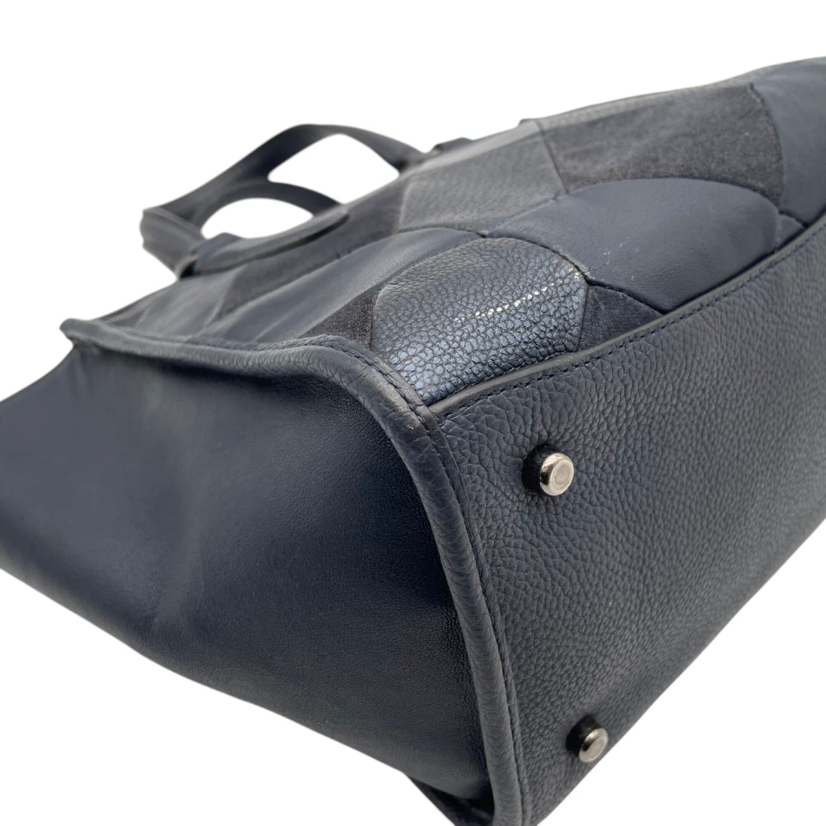 Coach Navy Leather Handbag Shoulder Bag Tote Bag (Pre-Owned)