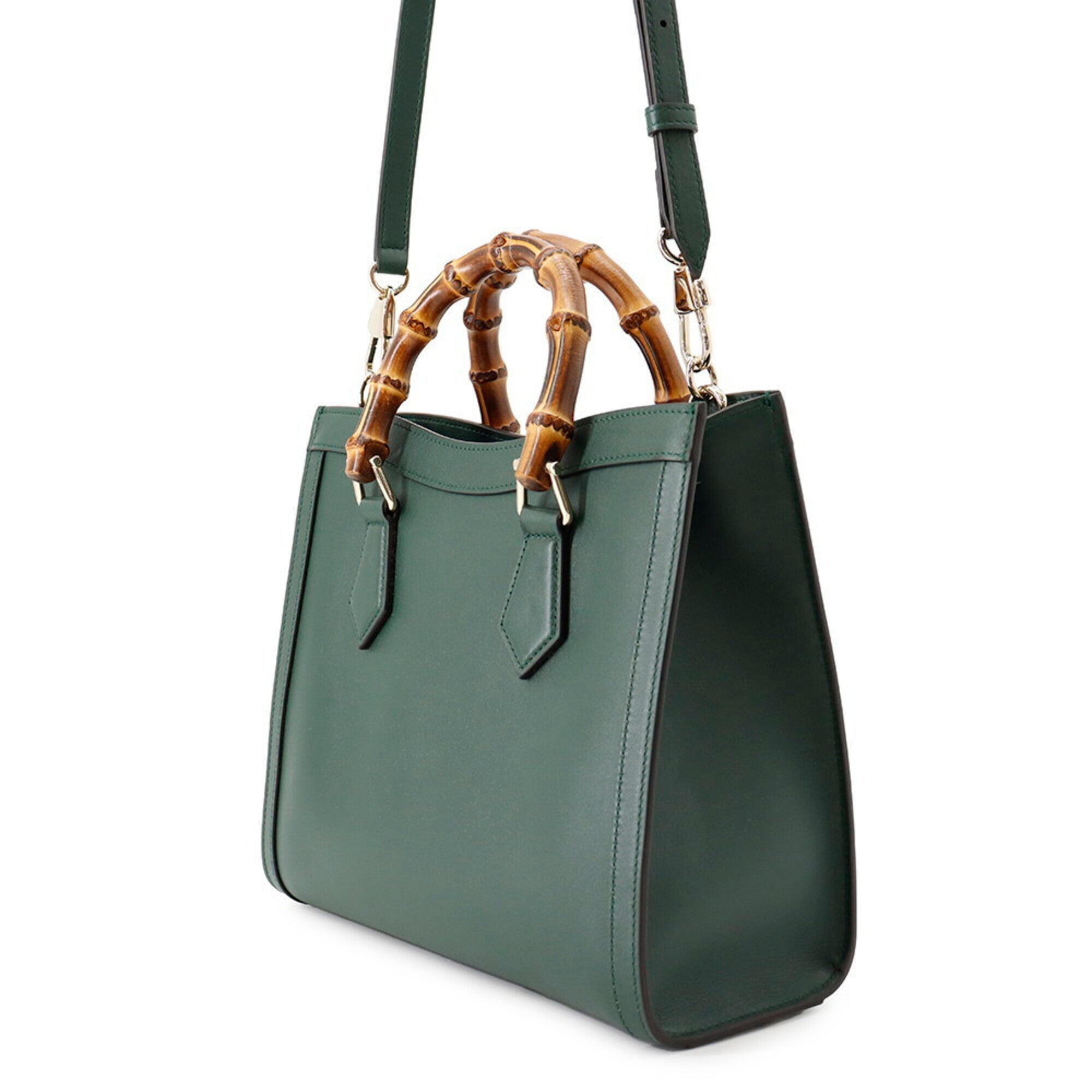 Gucci Green Leather Handbag Tote Bag (Pre-Owned)