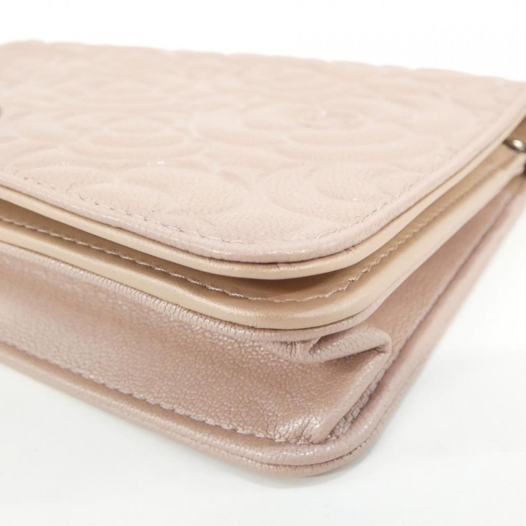 Chanel Pink Leather Satin Chain/Shoulder Wallet (Pre-Owned)