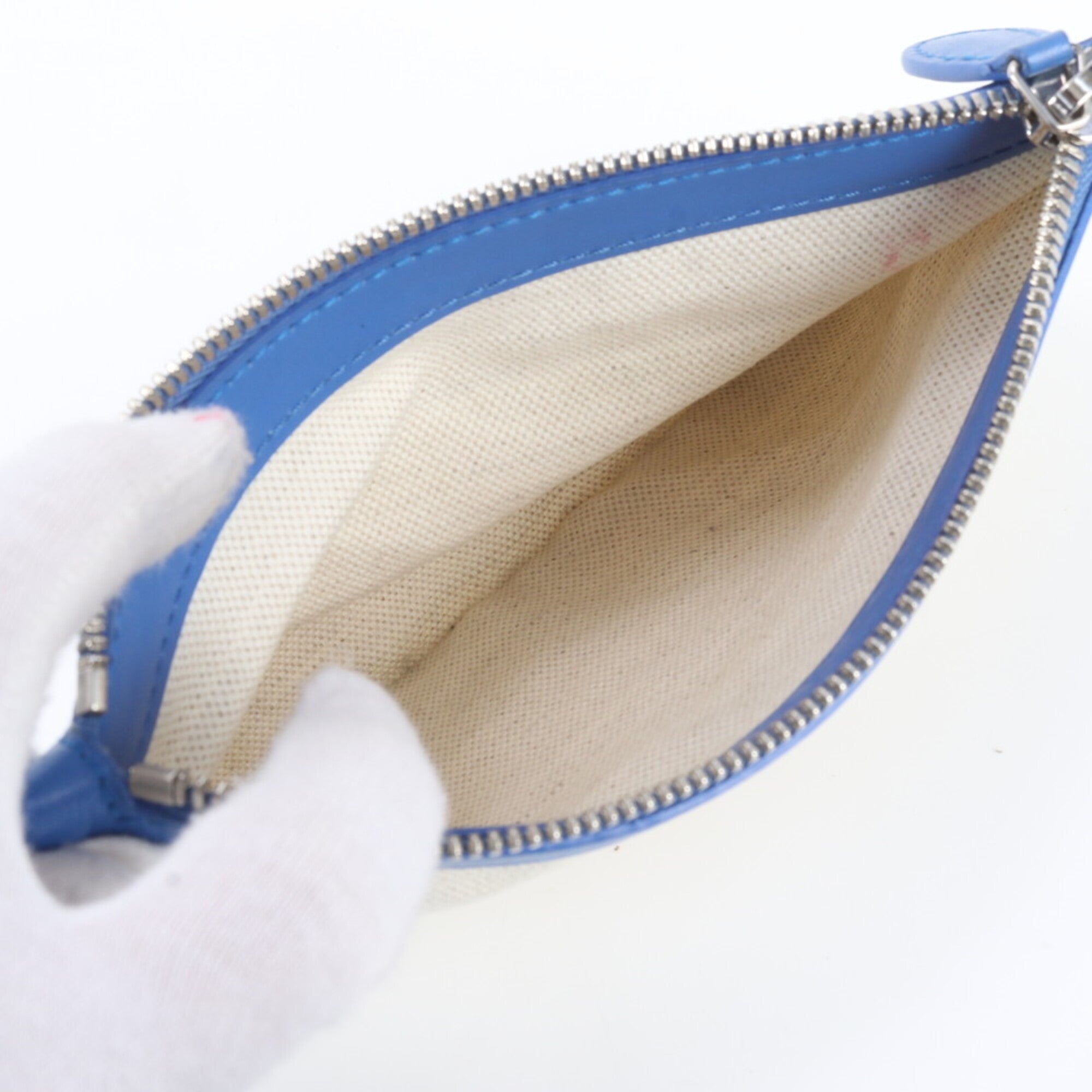 Balenciaga Blue White Leather Canvas Handbag Shoulder Bag Tote Bag (Pre-Owned)