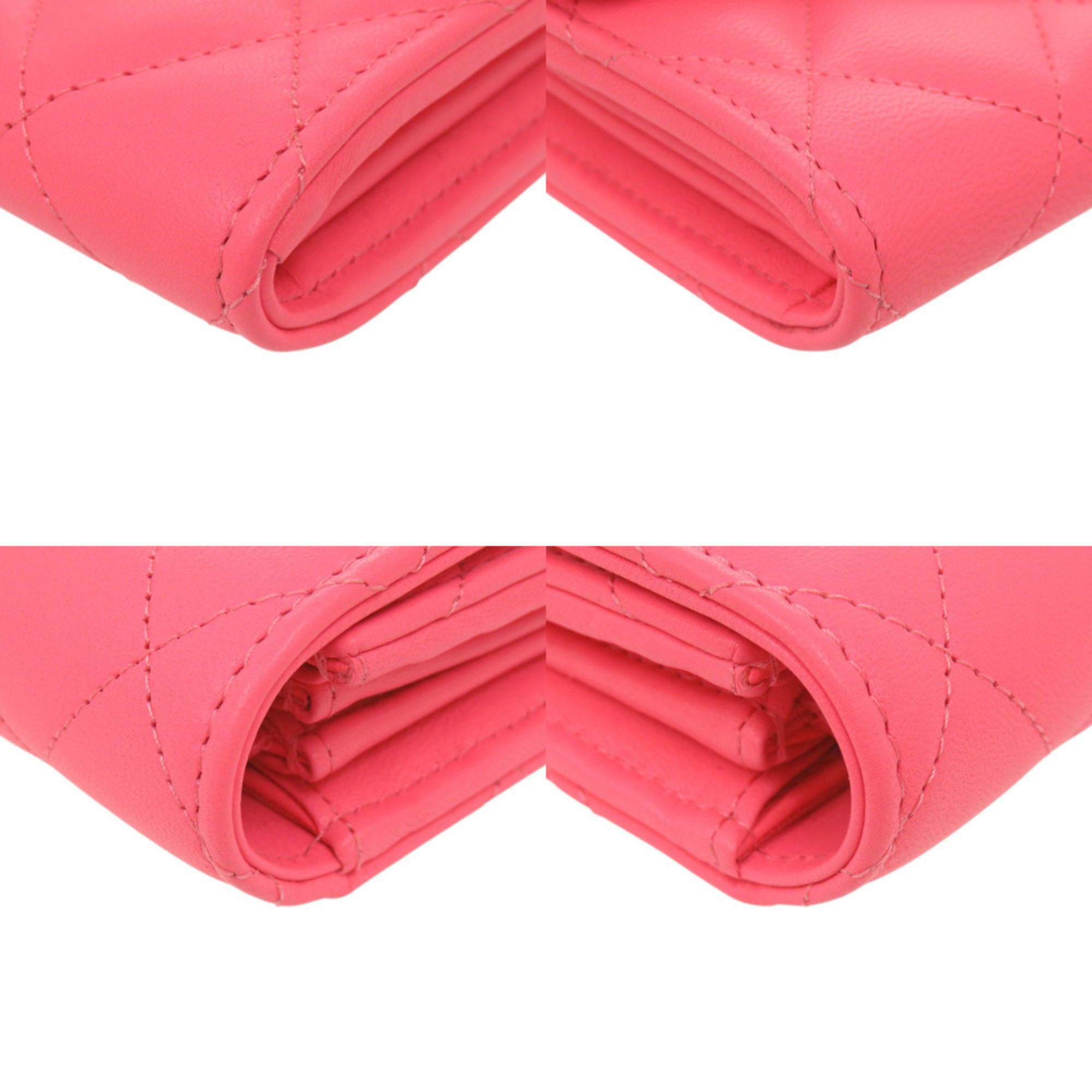 Chanel Pink Leather Long Wallet (Bi-Fold) (Pre-Owned)
