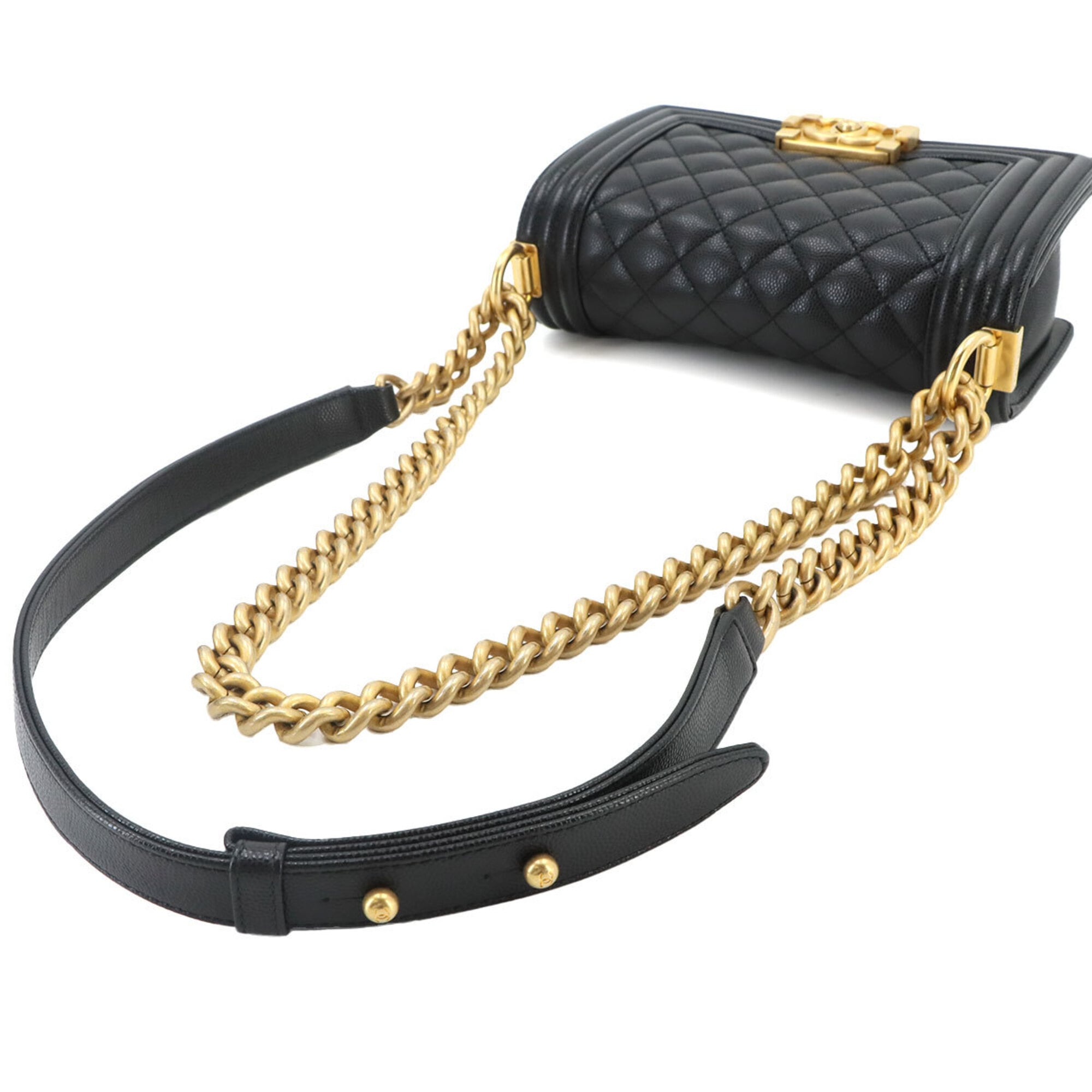 Chanel Black Grained Calfskin Handbag Shoulder Bag (Pre-Owned)