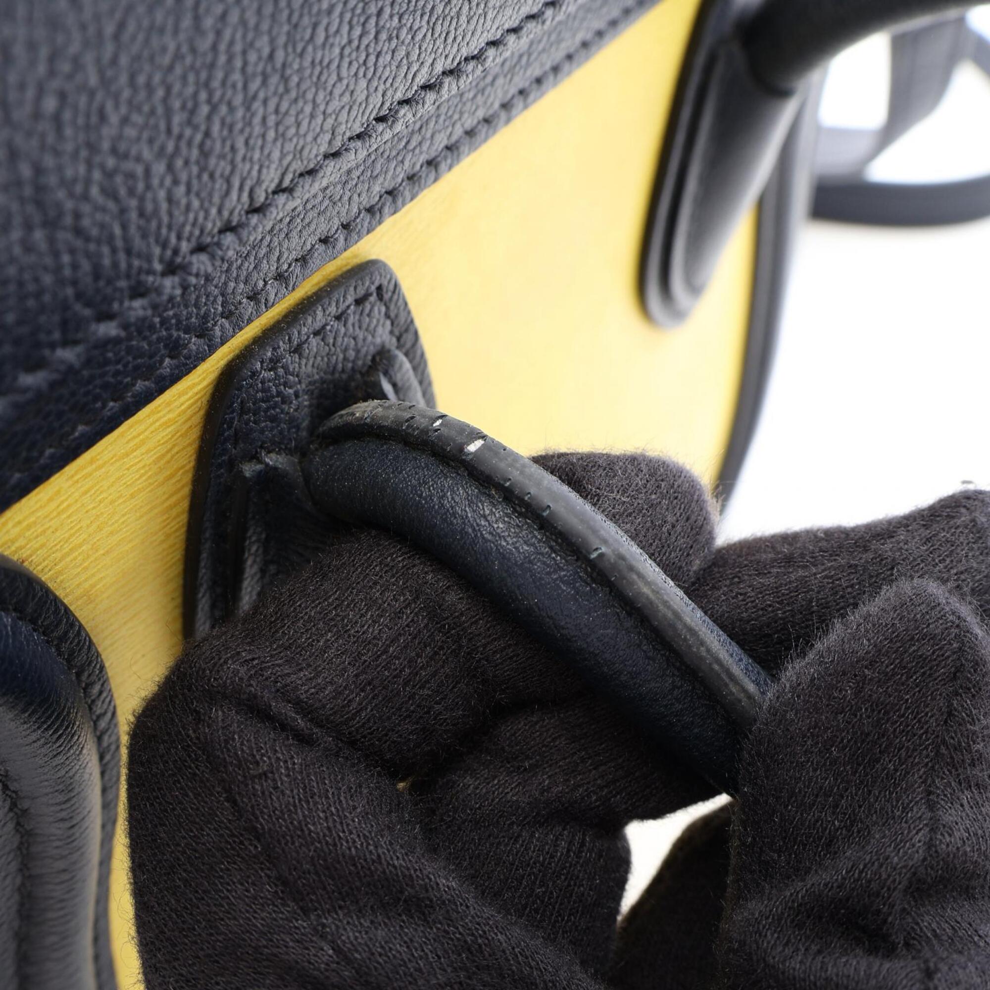 Celine Gray Navy Yellow Leather Handbag (Pre-Owned)