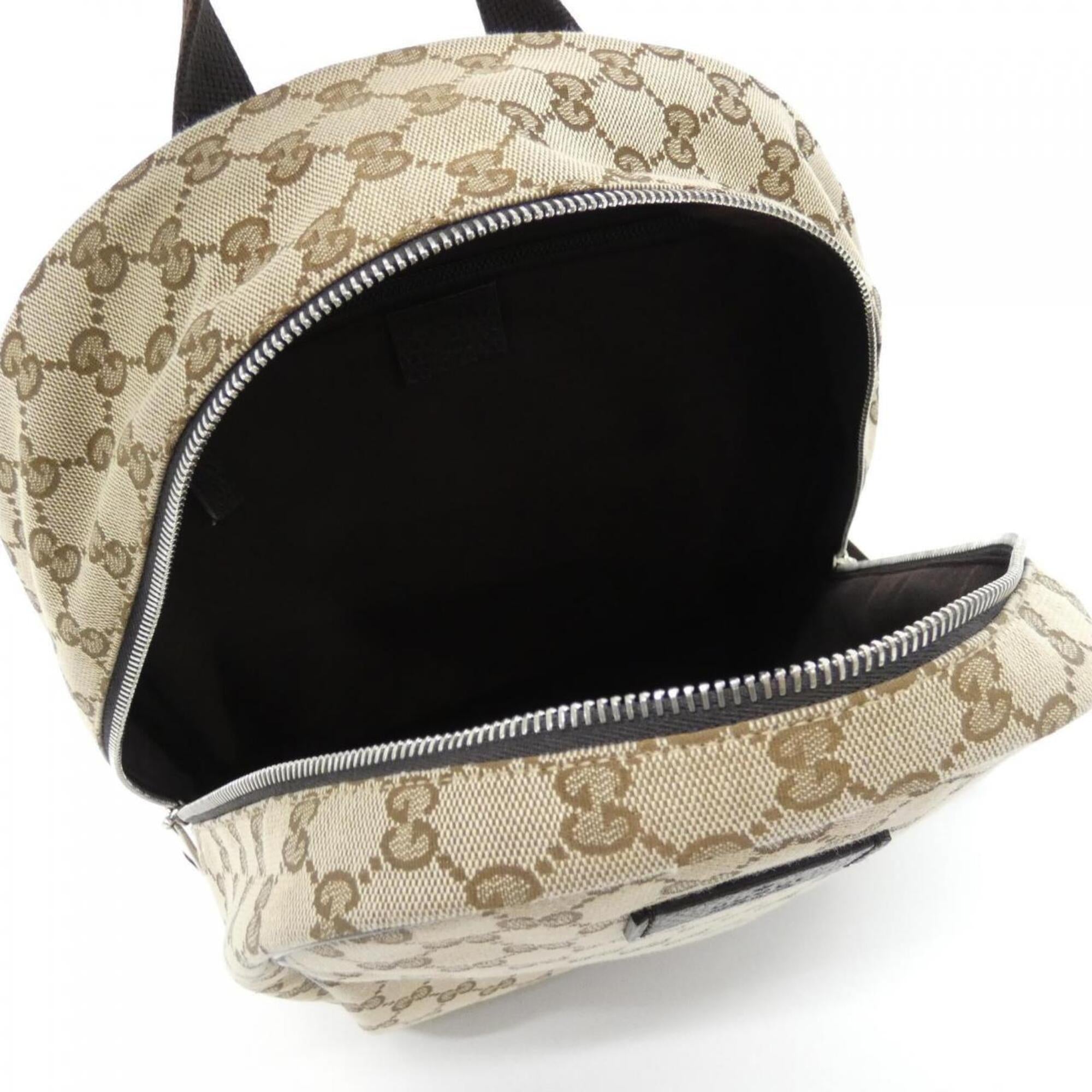 Gucci Beige Brown Gg Canvas Backpack (Pre-Owned)