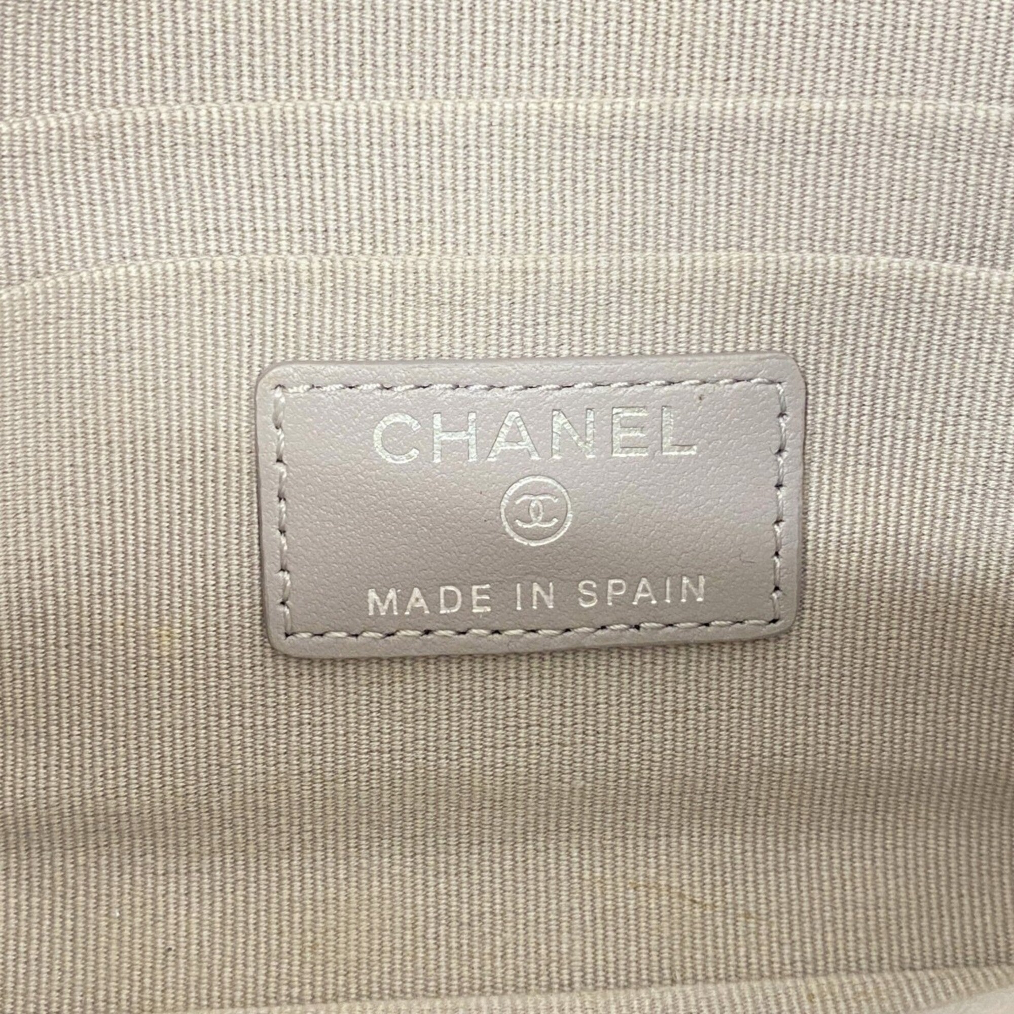 Chanel Gray Leather Long Wallet (Bi-Fold) (Pre-Owned)