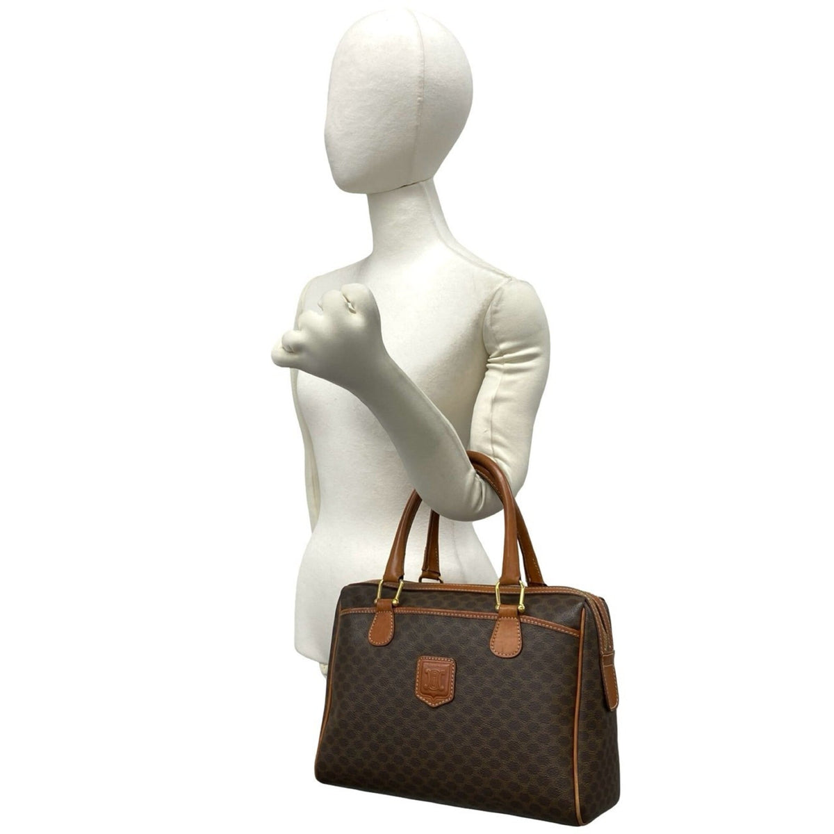 Celine Brown Leather Pvc Boston Bag Handbag (Pre-Owned)