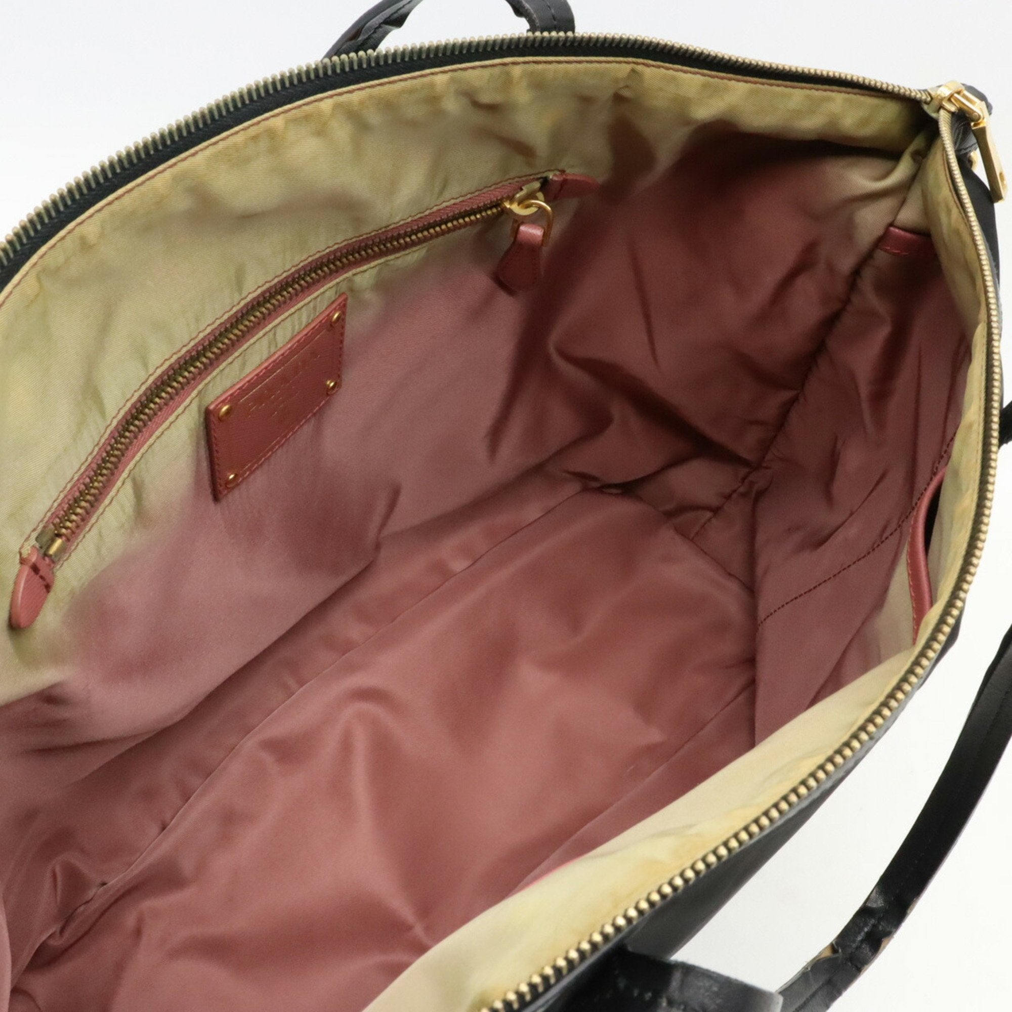 Prada Black Nero Nylon Leather Shoulder Bag Tote Bag (Pre-Owned)