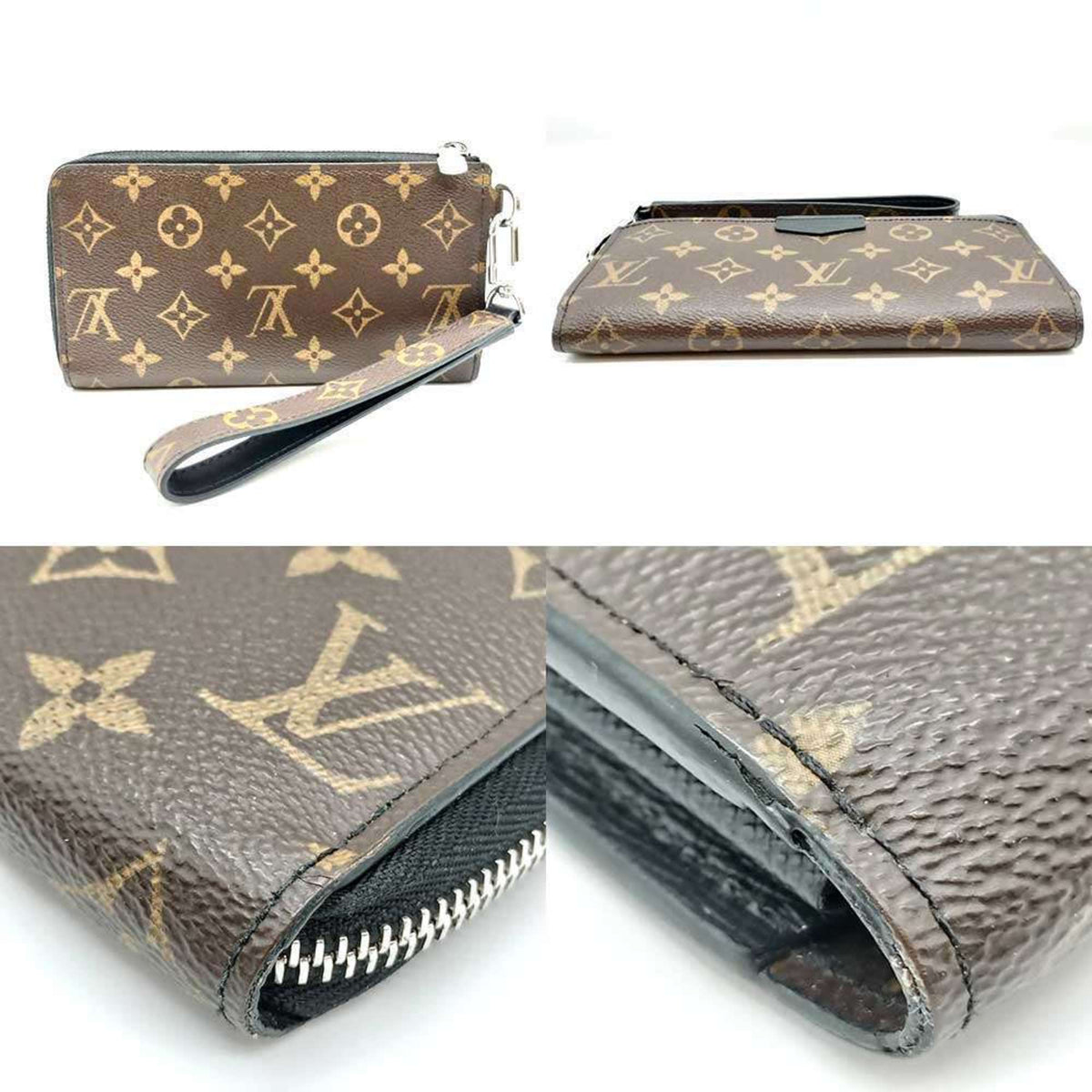 Louis Vuitton Monogram Macassar Black Brown Long Wallet (Bi-Fold) (Pre-Owned)