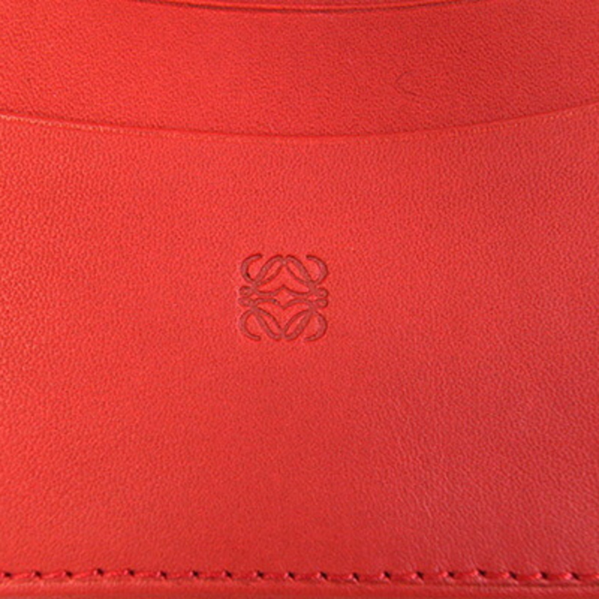 Loewe Red Color Leather Wallet (Tri-Fold) (Pre-Owned)