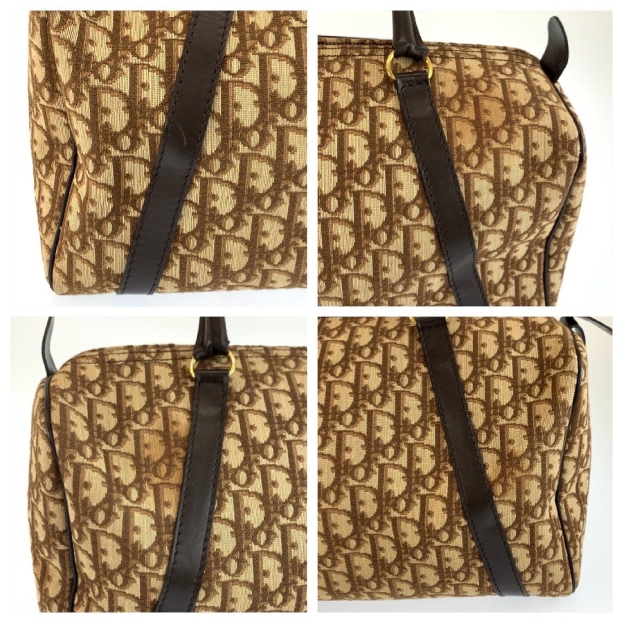 Christian Dior Brown Canvas Boston Bag Handbag (Pre-Owned)
